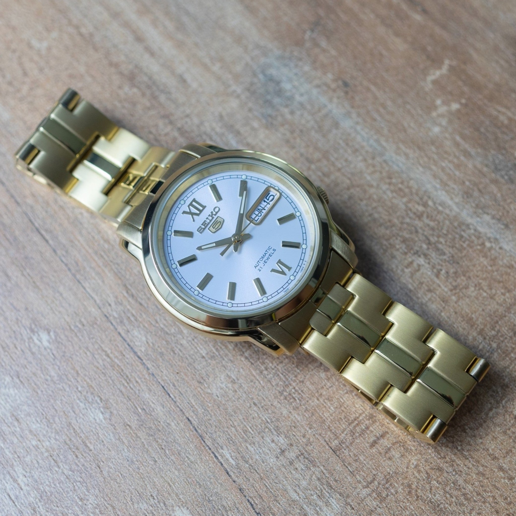 Montre Seiko 5 SNKK84K1 Homme Automatique Blanc Doré