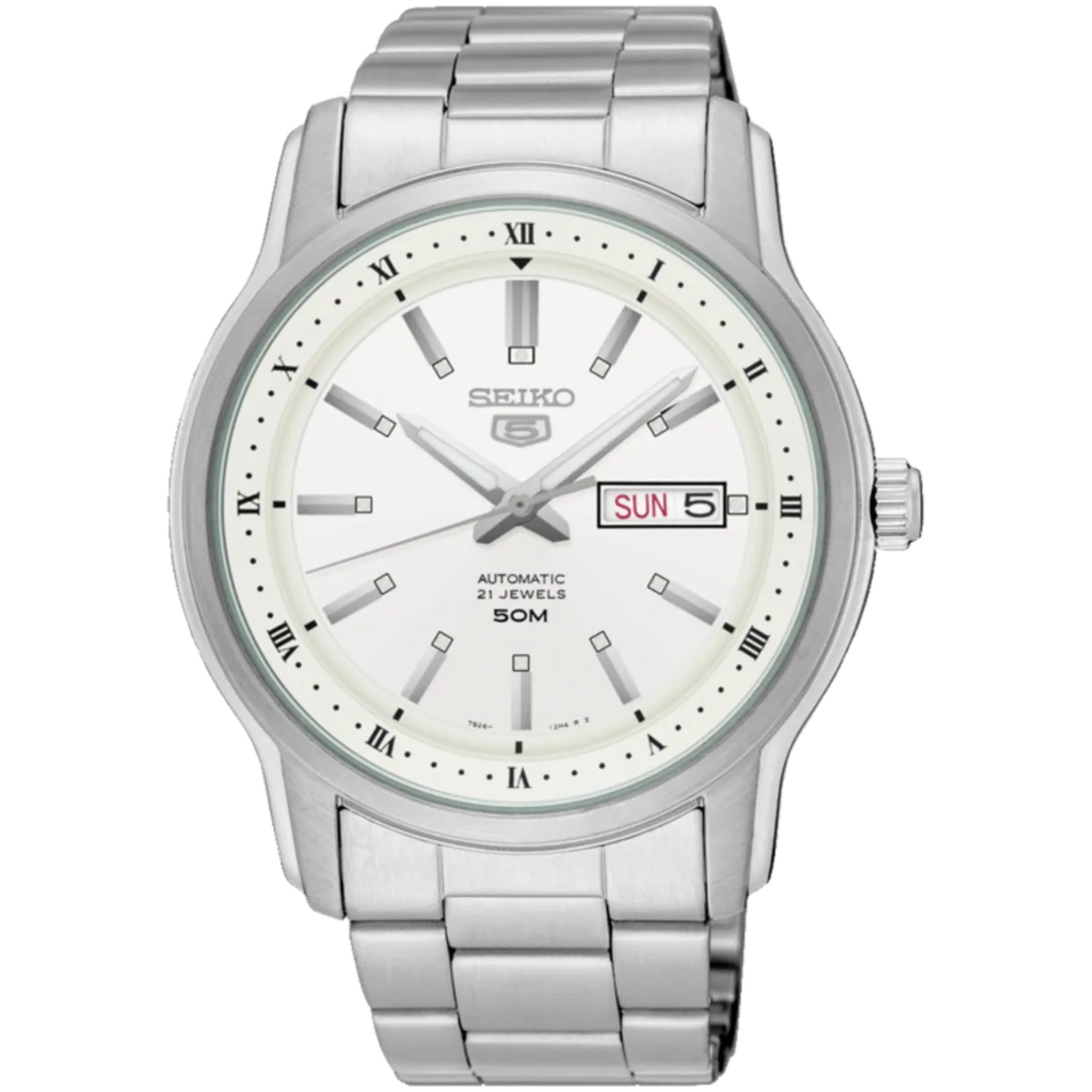 Montre Seiko 5 Homme Automatique SNKP09K1 Argenté Blanc