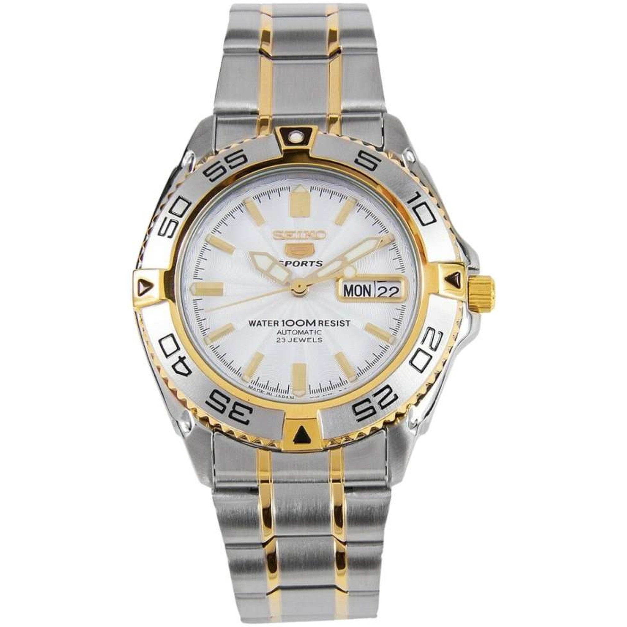 Seiko 5 Sports Men's Automatic Watch SNZB24J1 Silver Gold