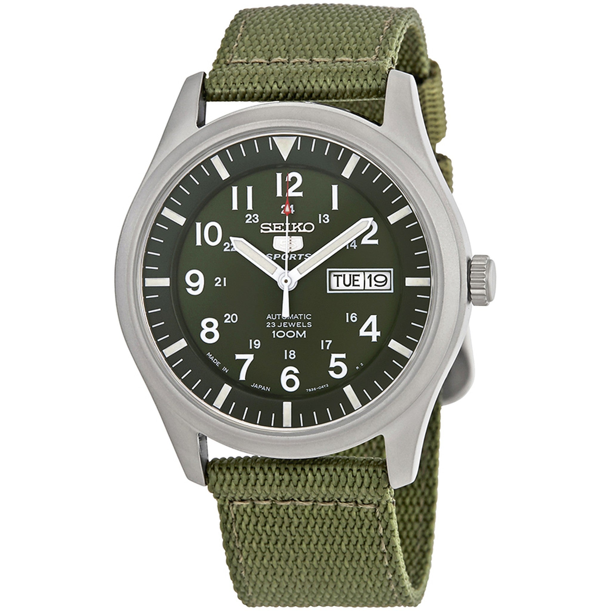 Montre Seiko 5 Sports Homme Automatique SNZG09J1 Vert Bracelet Nylon NATO