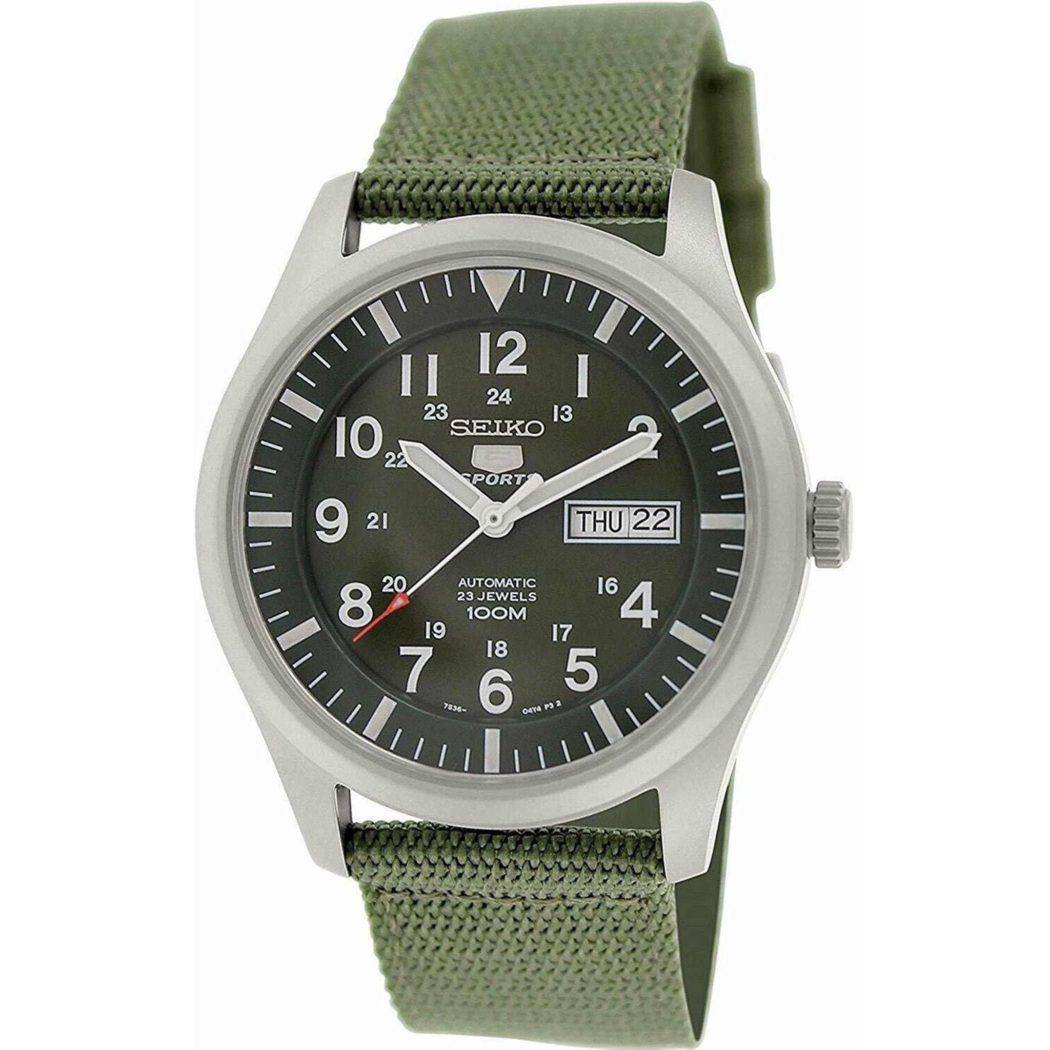 Montre Seiko 5 Sports Homme Automatique SNZG09K1 Vert Bracelet Nylon NATO