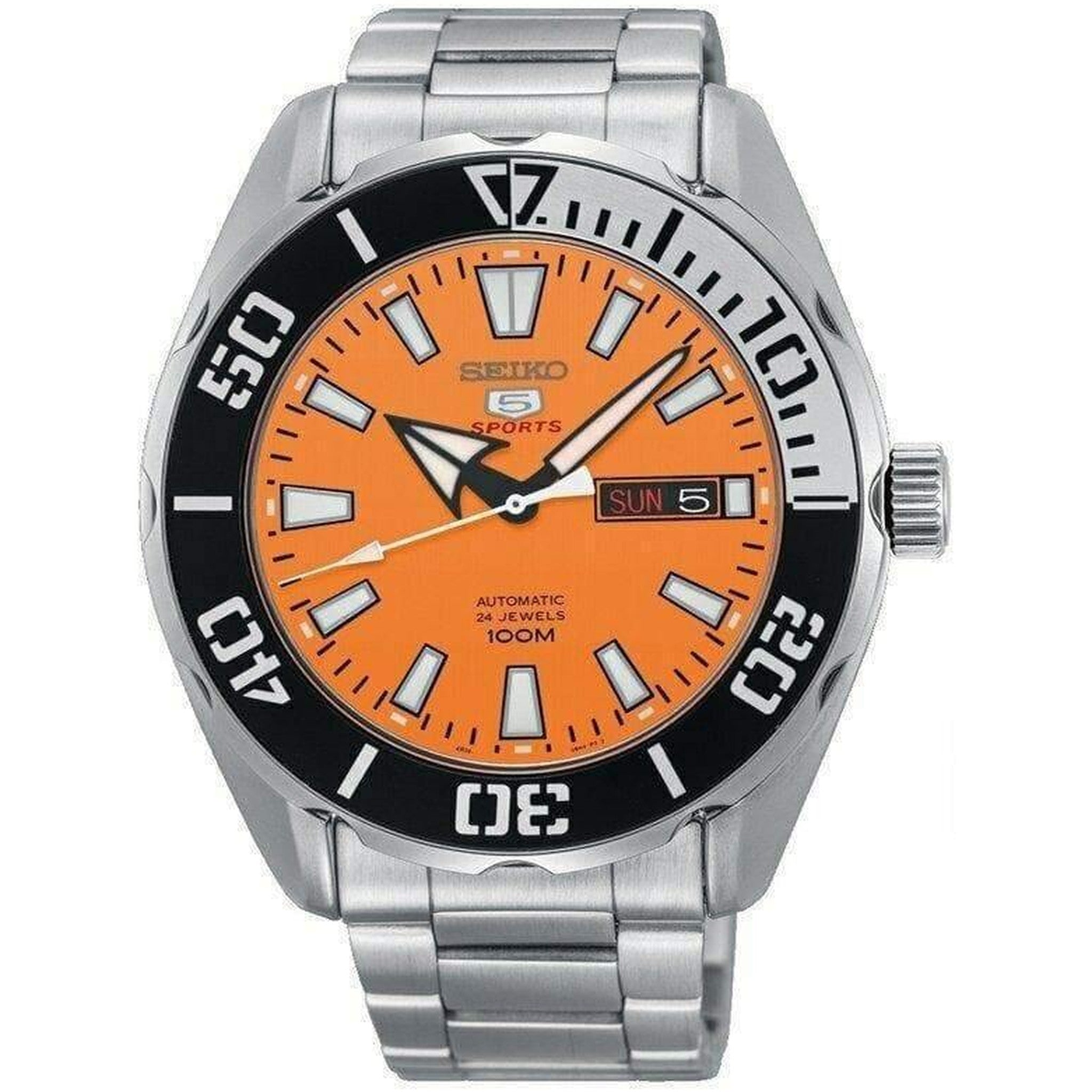 Seiko 5 Sports Automatik-Herrenuhr SRPC55J1 Orange Schwarz