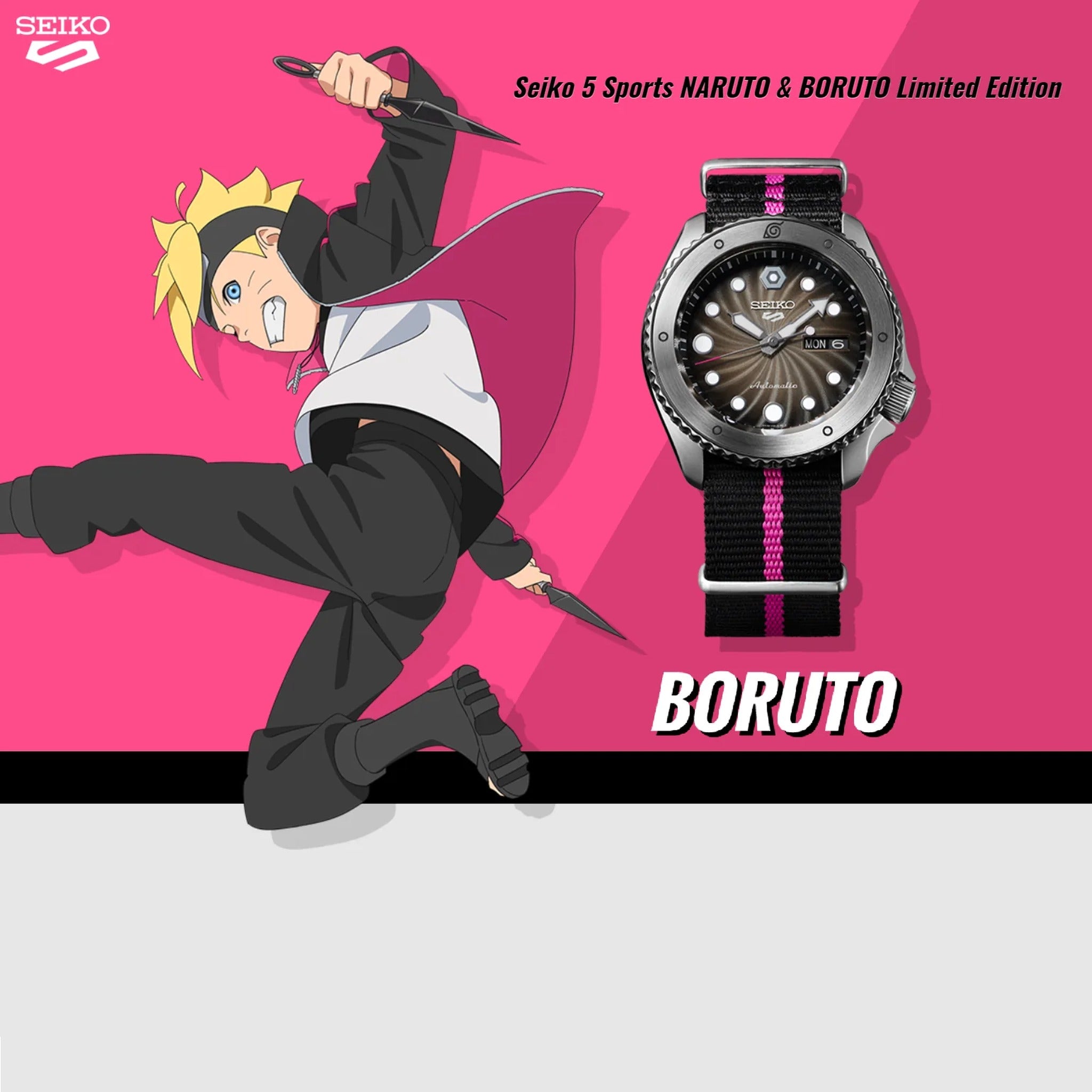 Montre Seiko 5 Sports Homme SRPF65K1 Boruto Uzumaki édition Limitée Naruto & Boruto