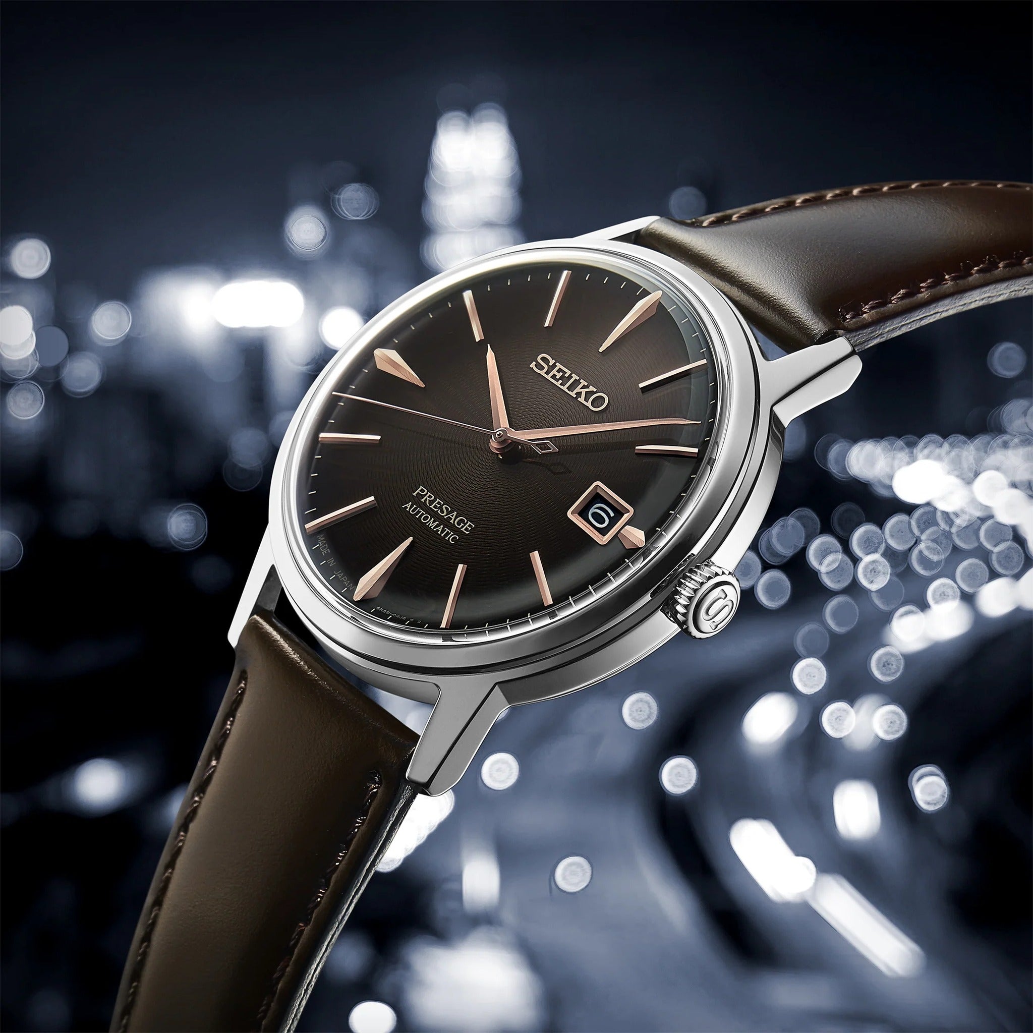 Seiko Presage Cocktail Men's Automatic Watch SRPJ17J1 Irish Coffee Brown