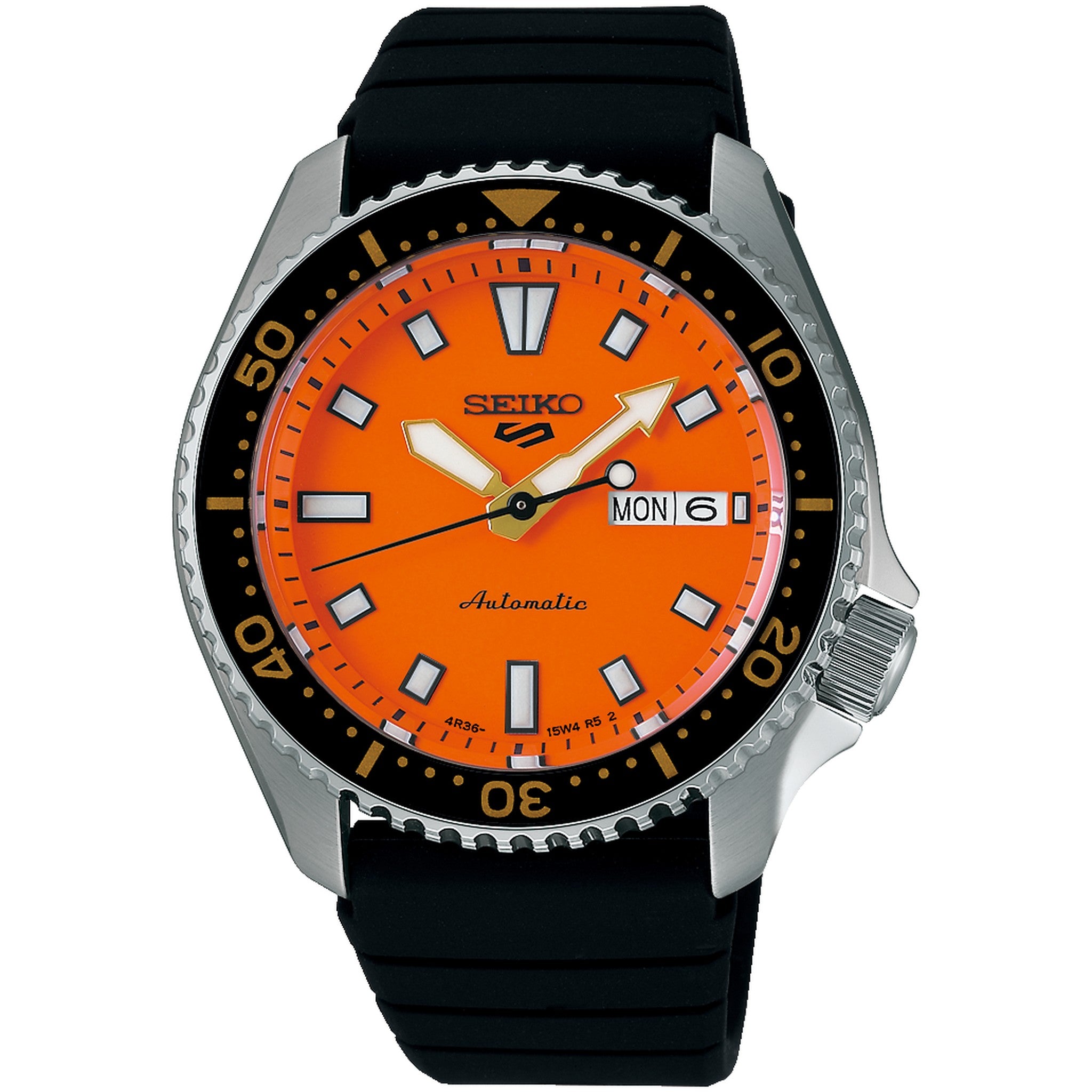 Seiko 5 Sports Men's Automatic Watch SRPL89K1 Orange Silicone Strap