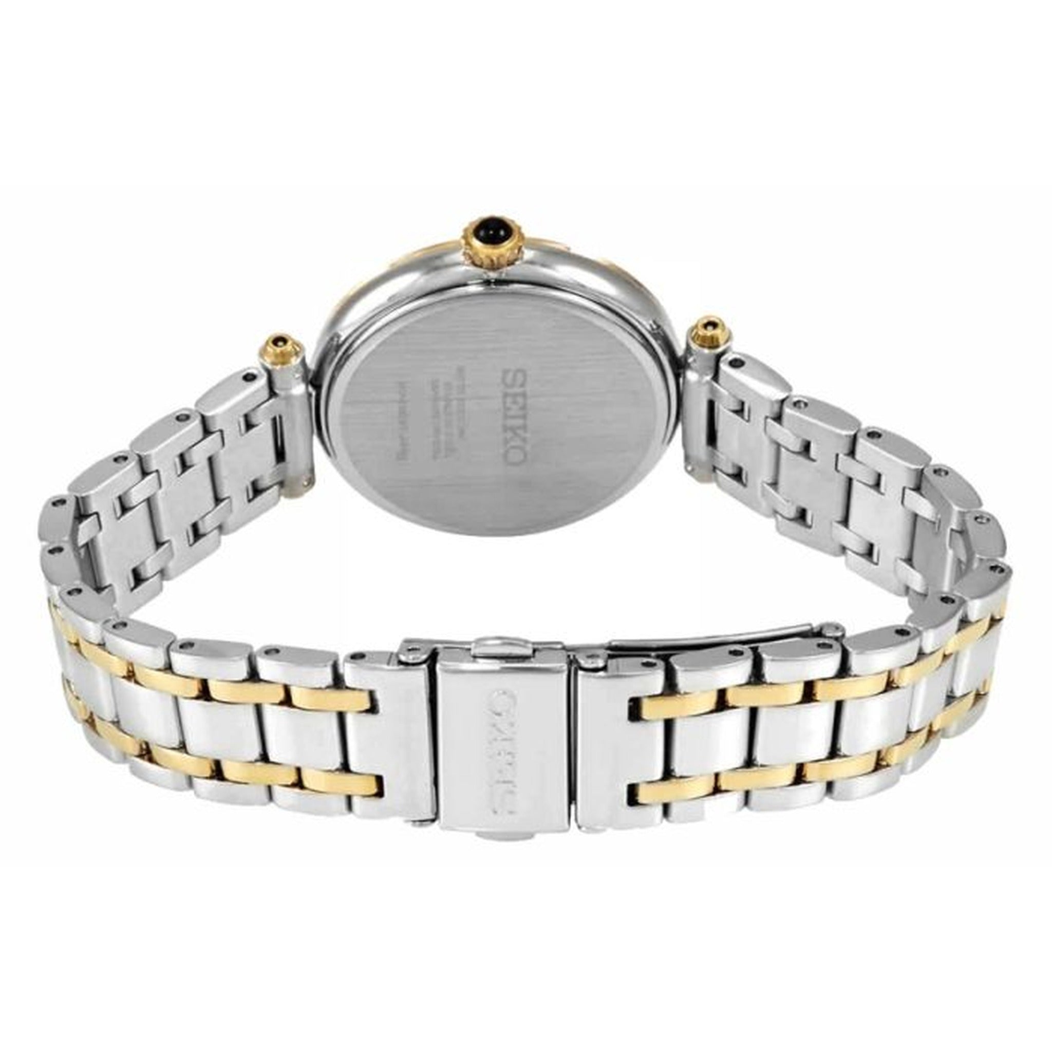 Seiko Women's Quartz Watch SRZ532P1 Silver Gold Mother of Pearl 12 Diamonds