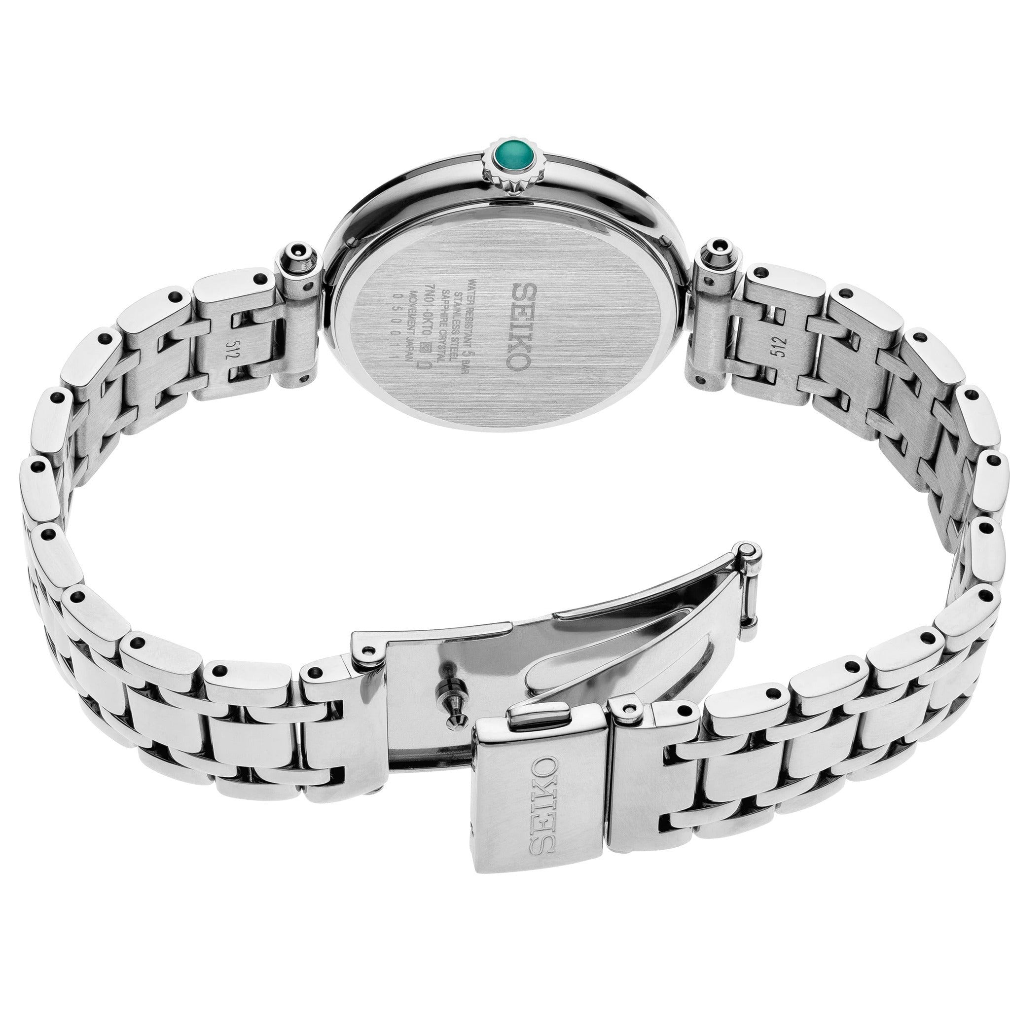 Seiko Women's Quartz Watch SRZ535P1 Mother-of-Pearl Green with 12 Diamonds