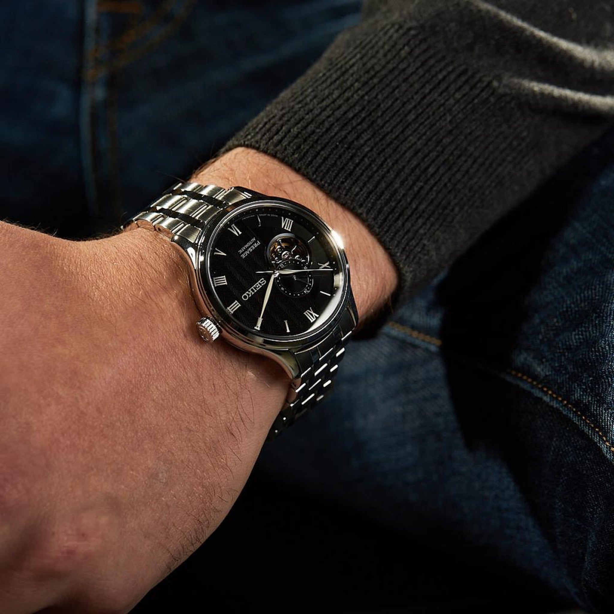 Montre Seiko Presage Cœur Ouvert Homme Automatique SSA377J1 Noir Japanse Garden