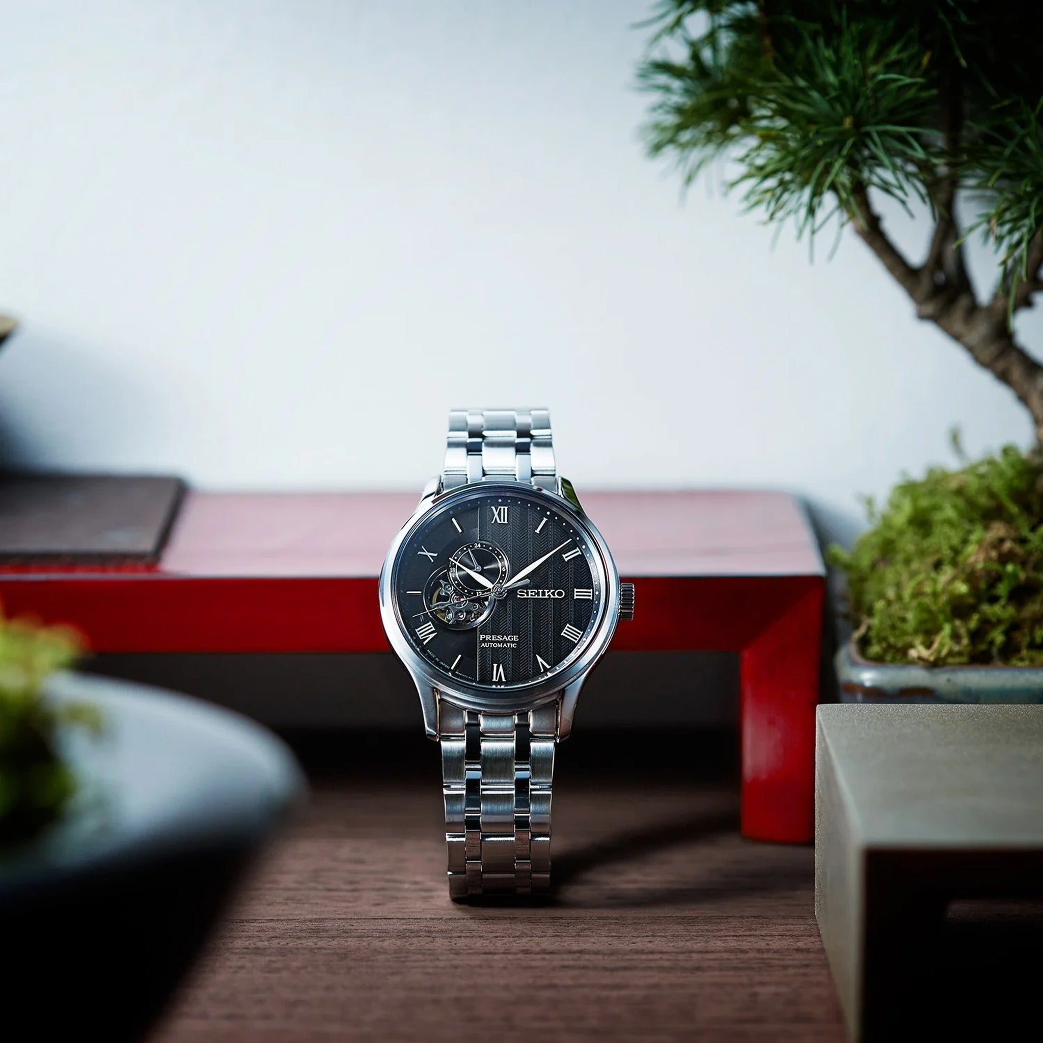 Seiko Presage Open Heart Men's Automatic Watch SSA377J1 Black Japanese Garden