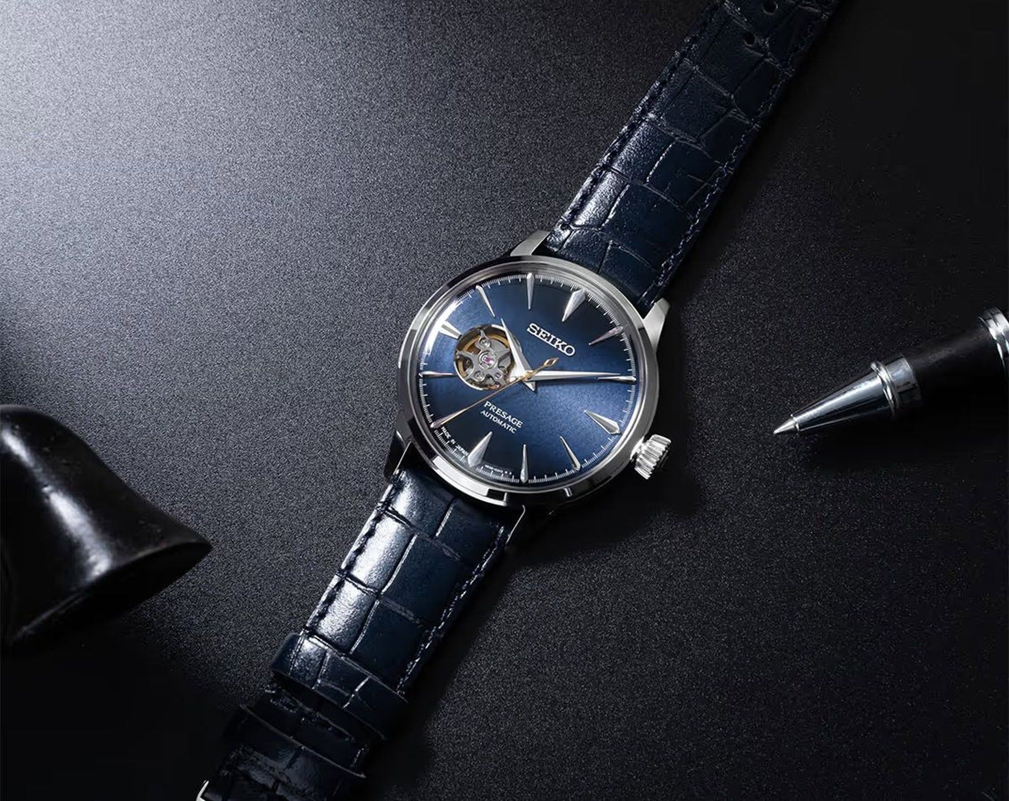 Seiko Presage Open Heart Men's Automatic Watch SSA405J1 Blue Moon