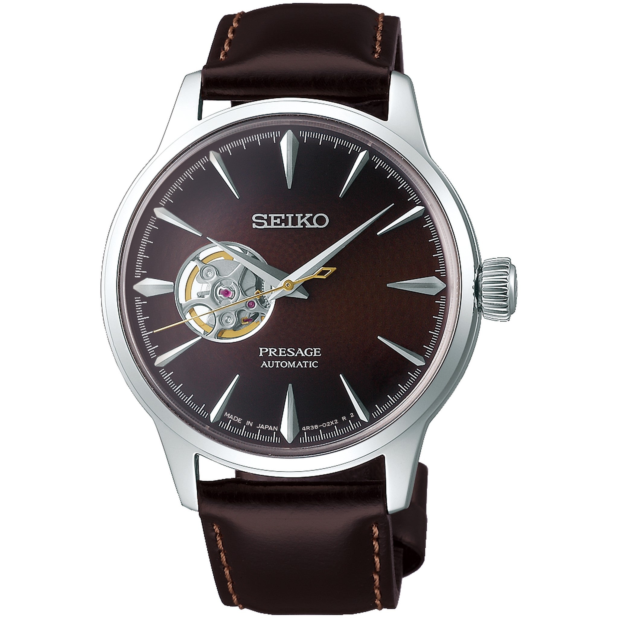 Seiko Presage Open Heart Men's Automatic Watch SSA407J1 Brown Stinger