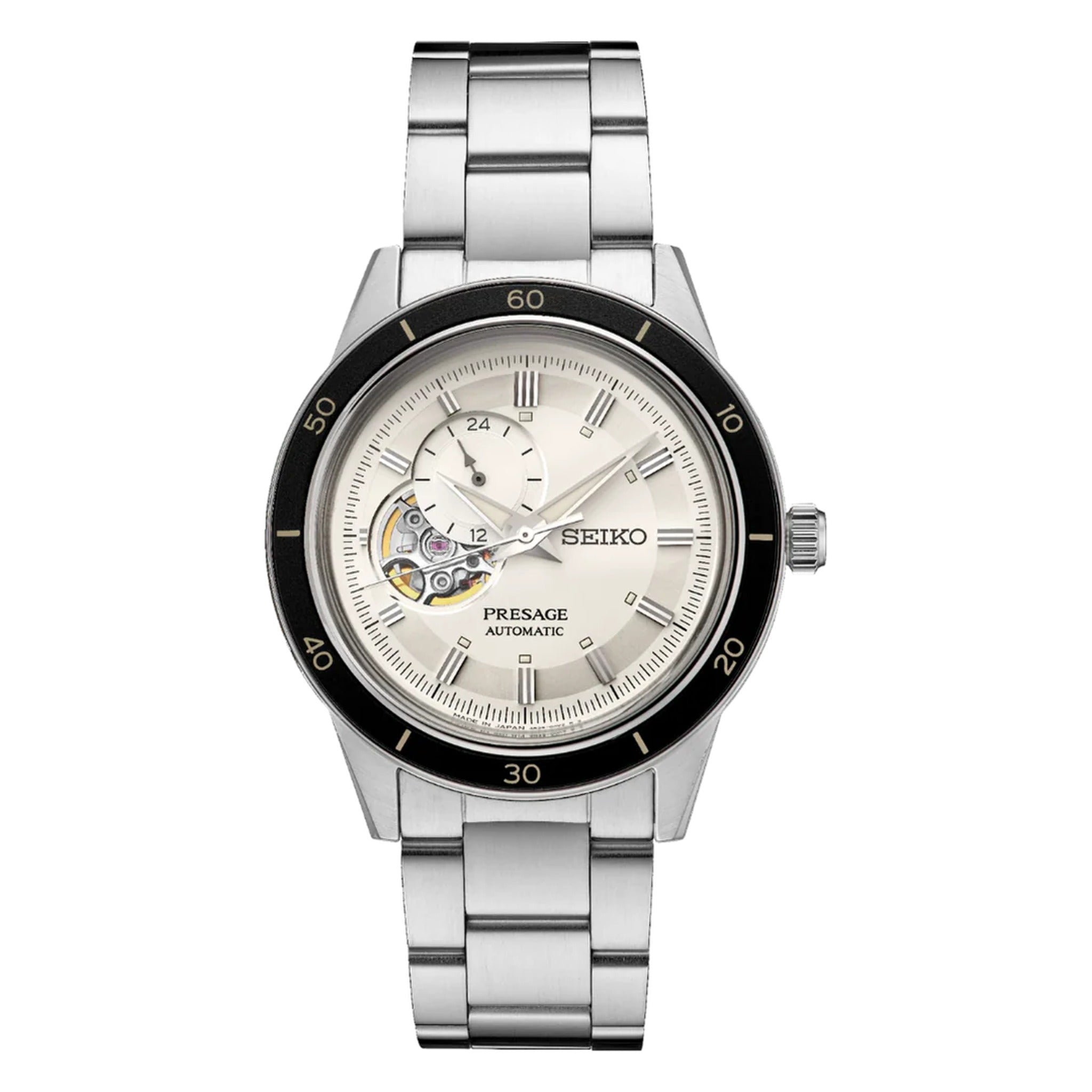 Seiko Presage Open Heart Men's Automatic Watch SSA423J1 White 60s Style