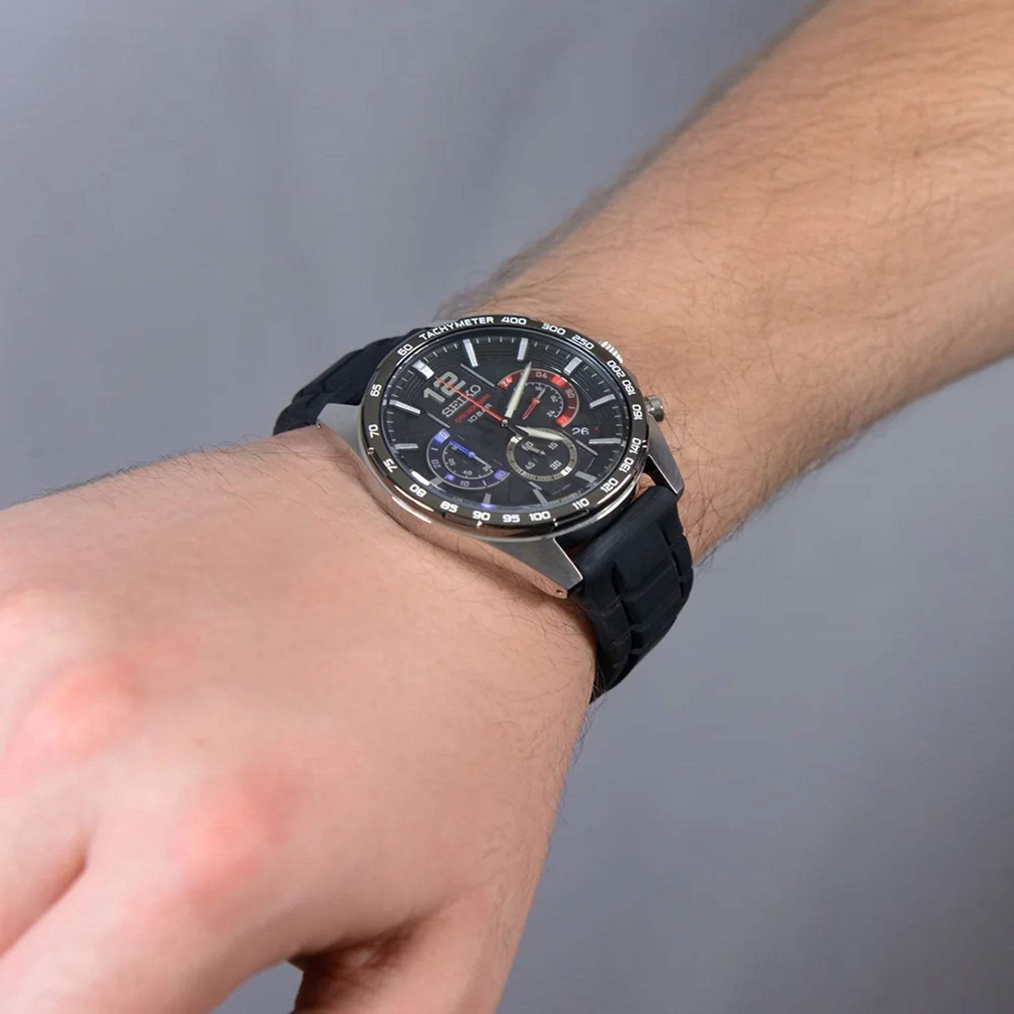 Seiko Men's Chronograph Sport Quartz Watch SSB347P1 Black Rubber Strap