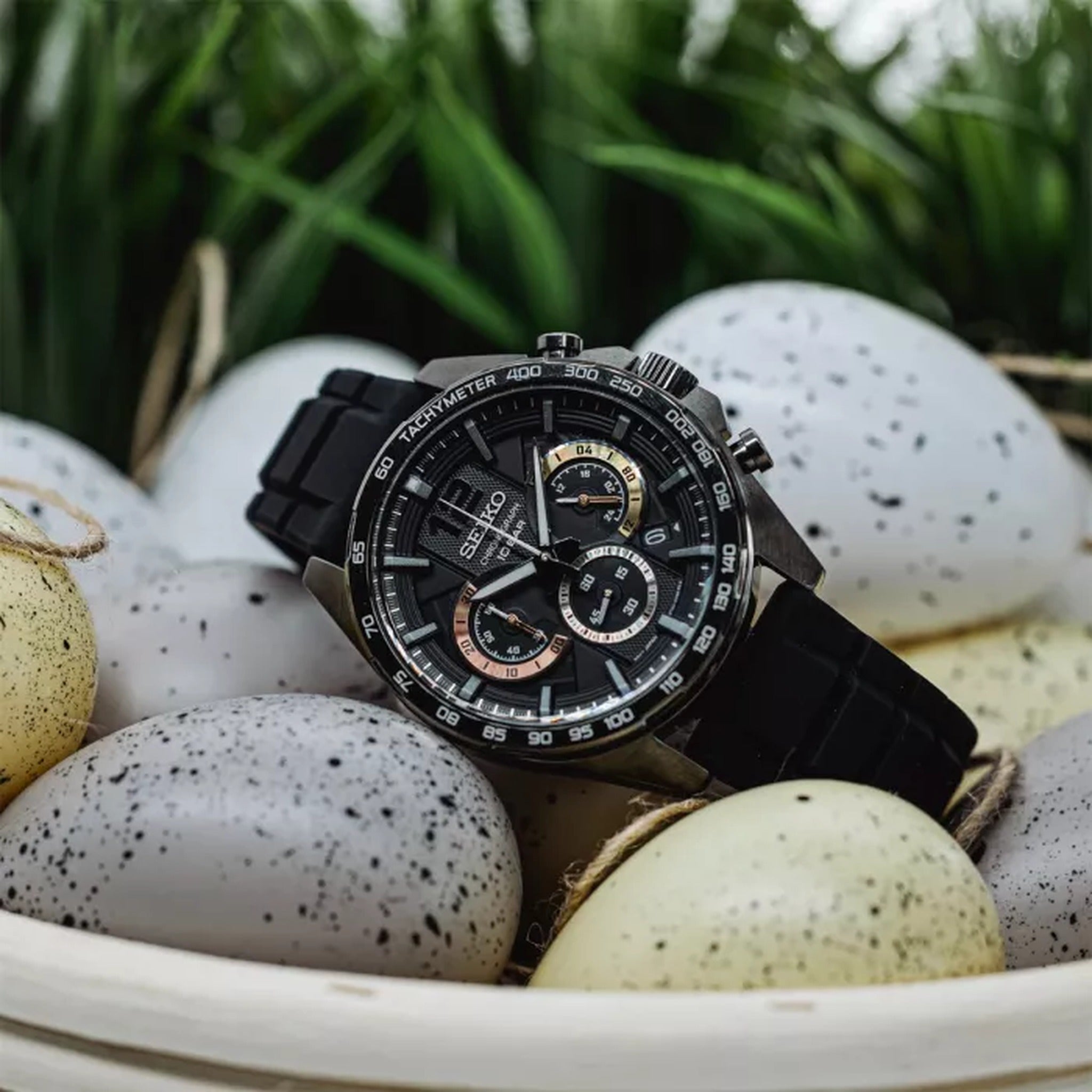 Seiko Men's Chronograph Sport Quartz Watch SSB349P1 Black Rubber Strap