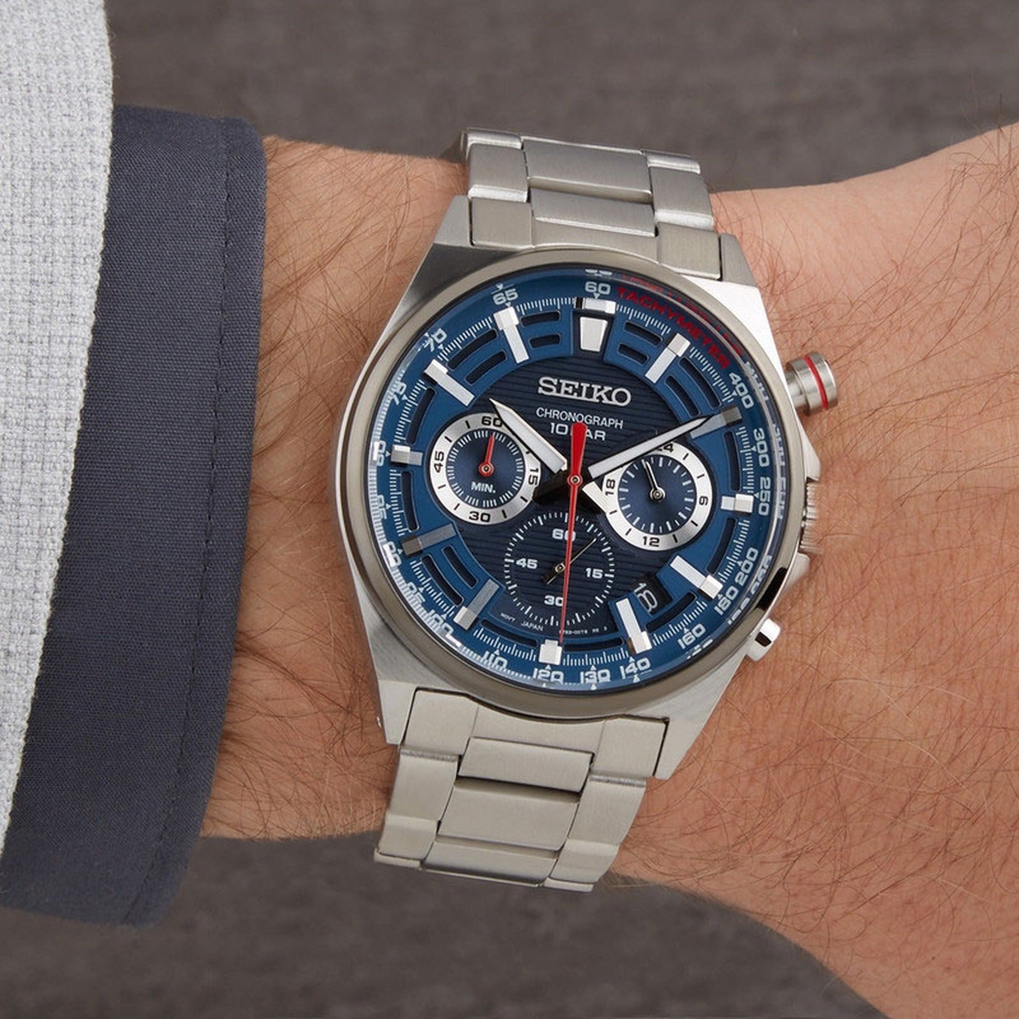 Montre Seiko Chronographe Racing Sports Homme Quartz SSB407P1 Bleu Rouge