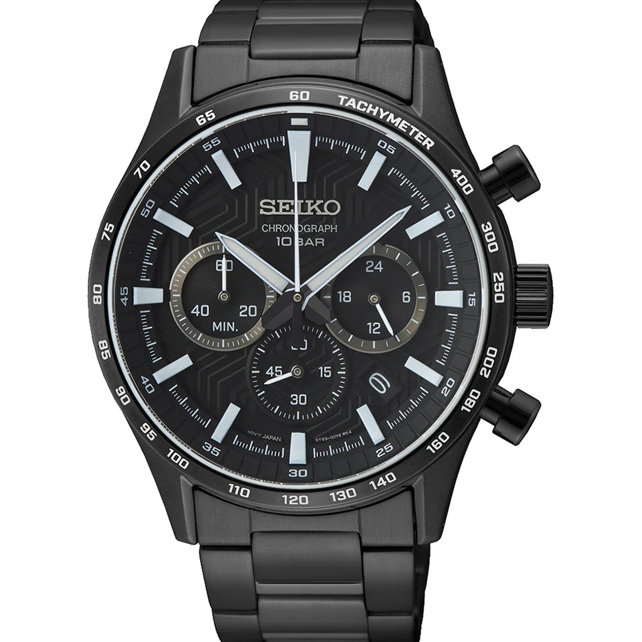 Seiko Herren-Uhr Urban Sports Chronograph Quarz SSB415P1 Schwarz Weiß