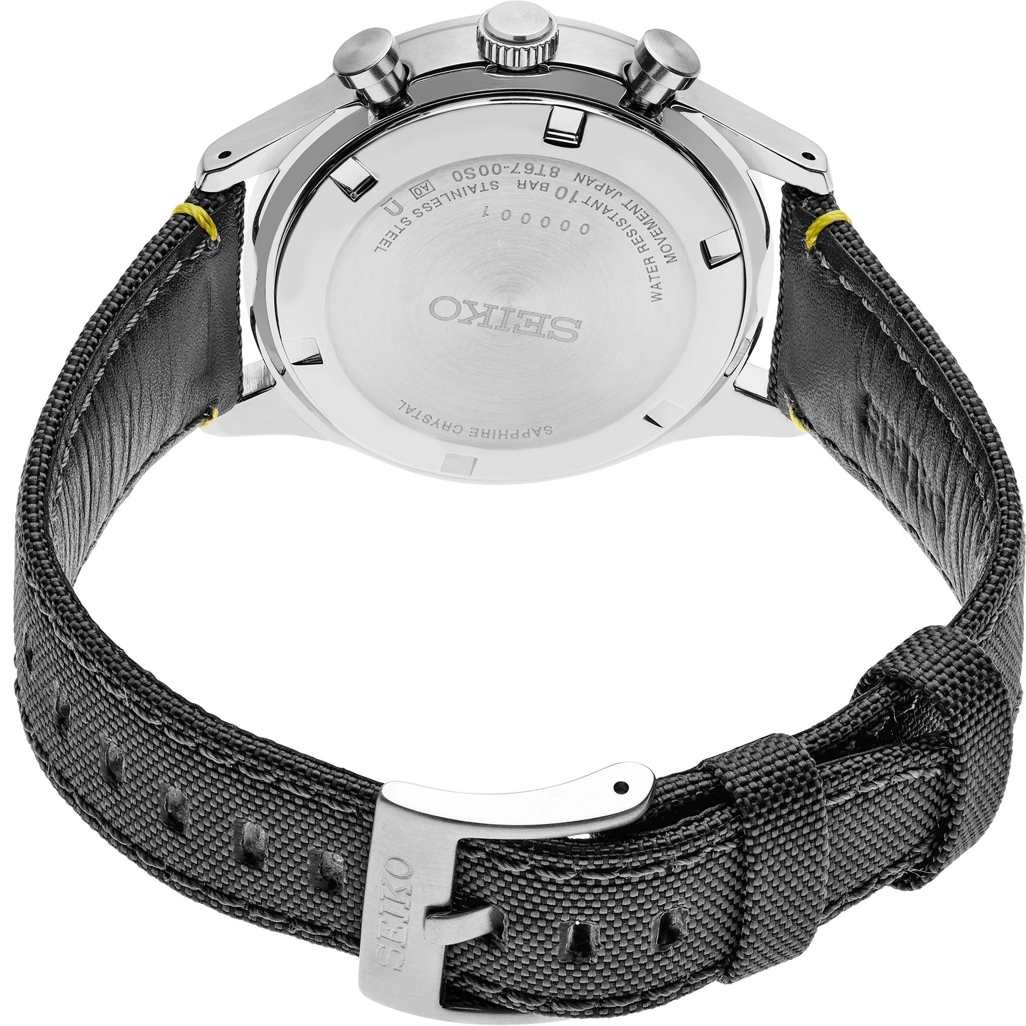 Seiko Men's Urban Sports Chronograph Watch, Quartz, SSB423P1, Gray/Yellow, Nylon Strap