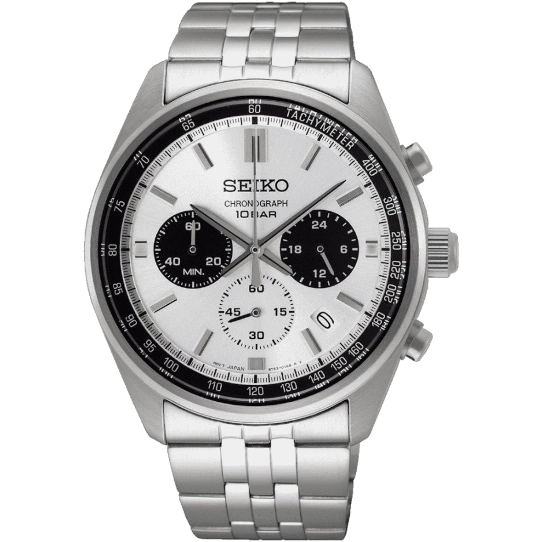 Seiko Men's Watch SSB425P1 Chronograph Silver White Black