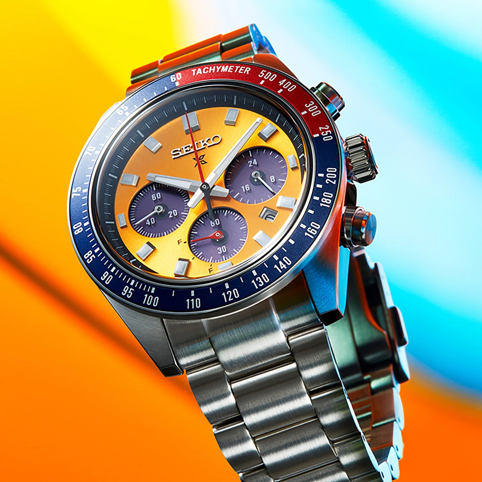 Montre Seiko Prospex Solar Homme SSC947P1 Speedtimer Chronograph Pogue Orange Bleu
