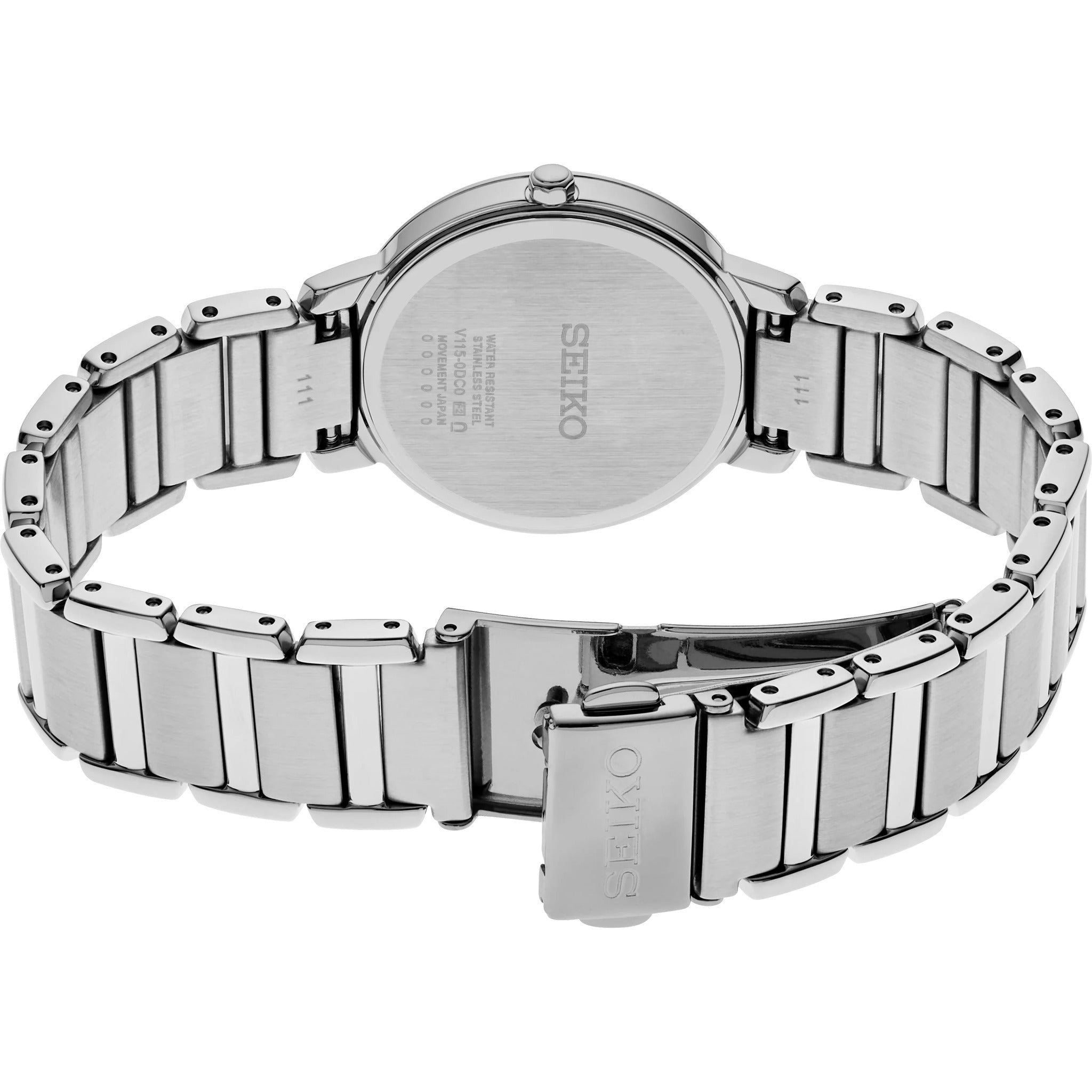 Seiko Solar Quartz Women's Watch SUP467P1 Round Mother of Pearl Silver