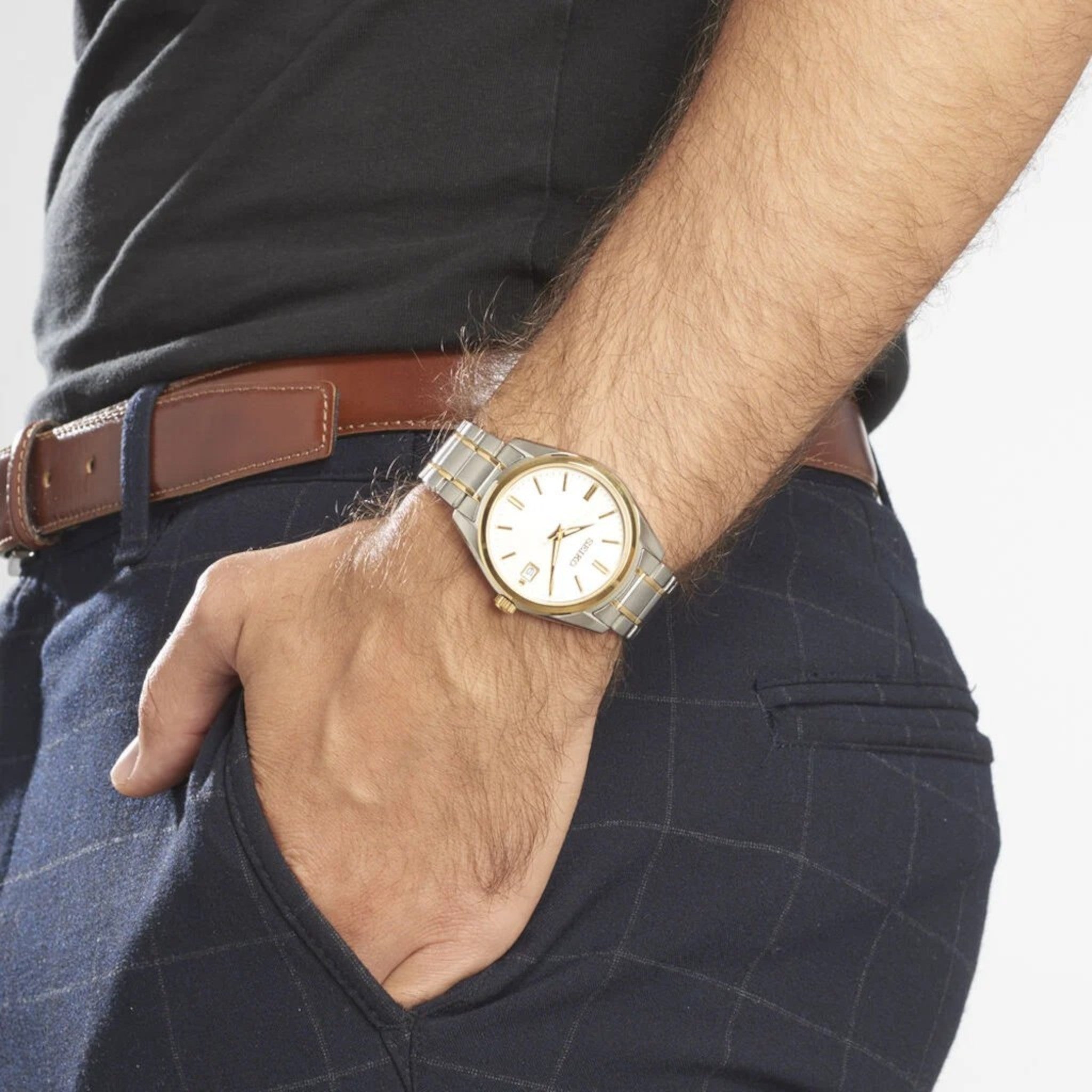 Montre Seiko Classic Homme SUR312P1 Blanc Bicolore Quartz