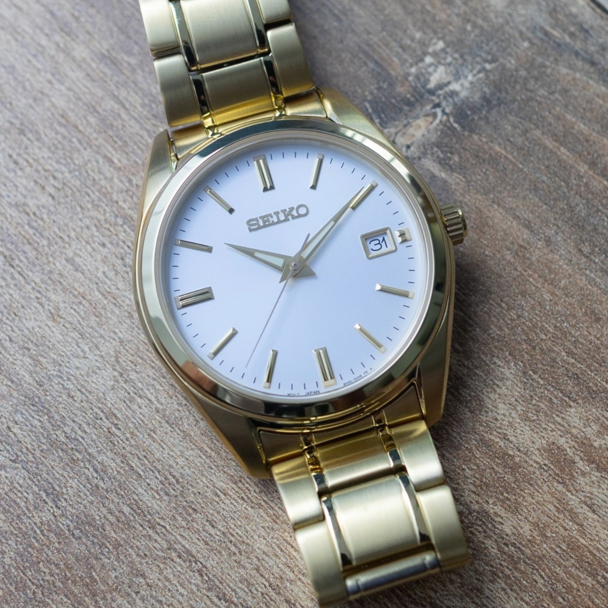 Montre Seiko Classic Homme SUR314P1 Blanc Doré Quartz