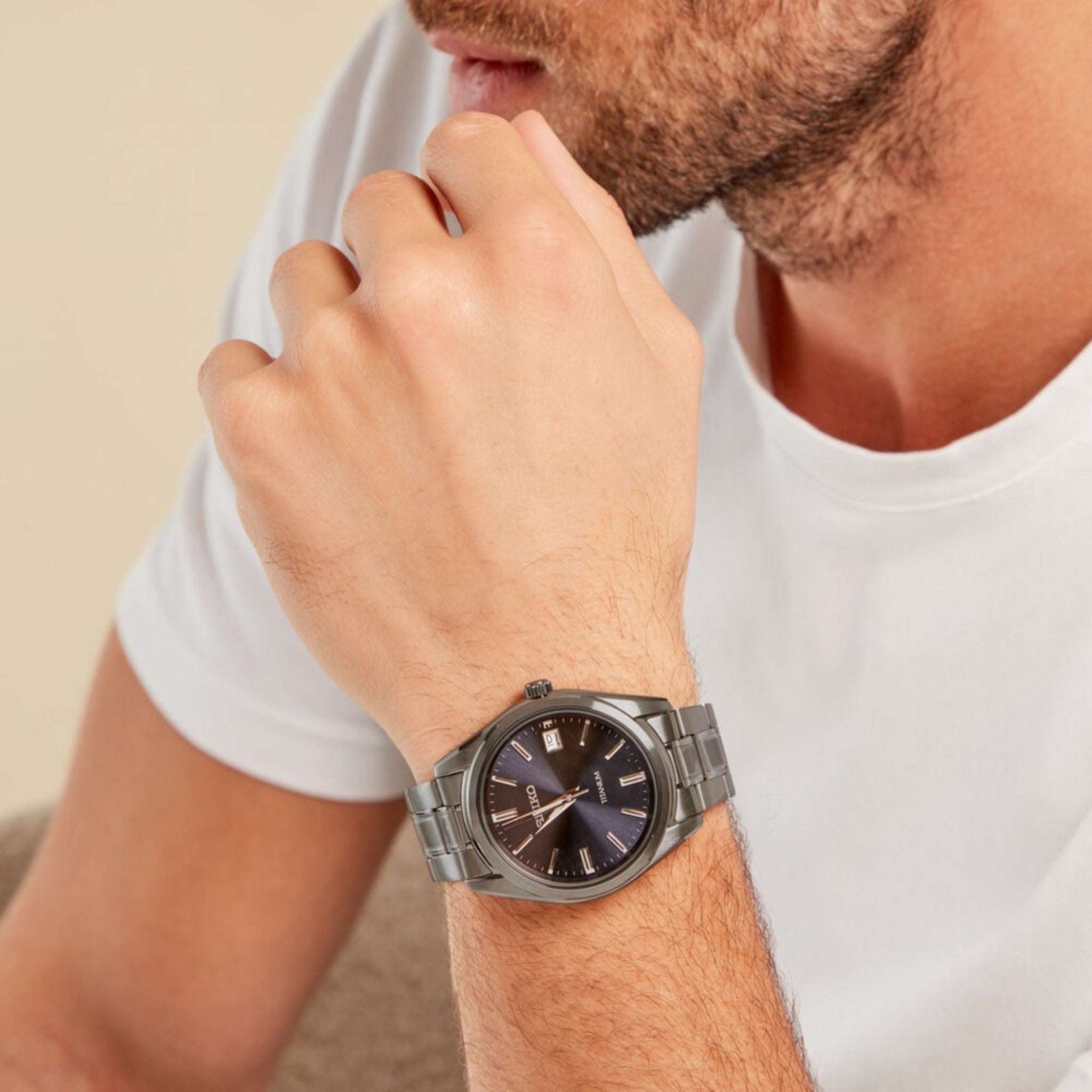 Montre Seiko Classic Homme SUR373P1 Bleu Titane Quartz