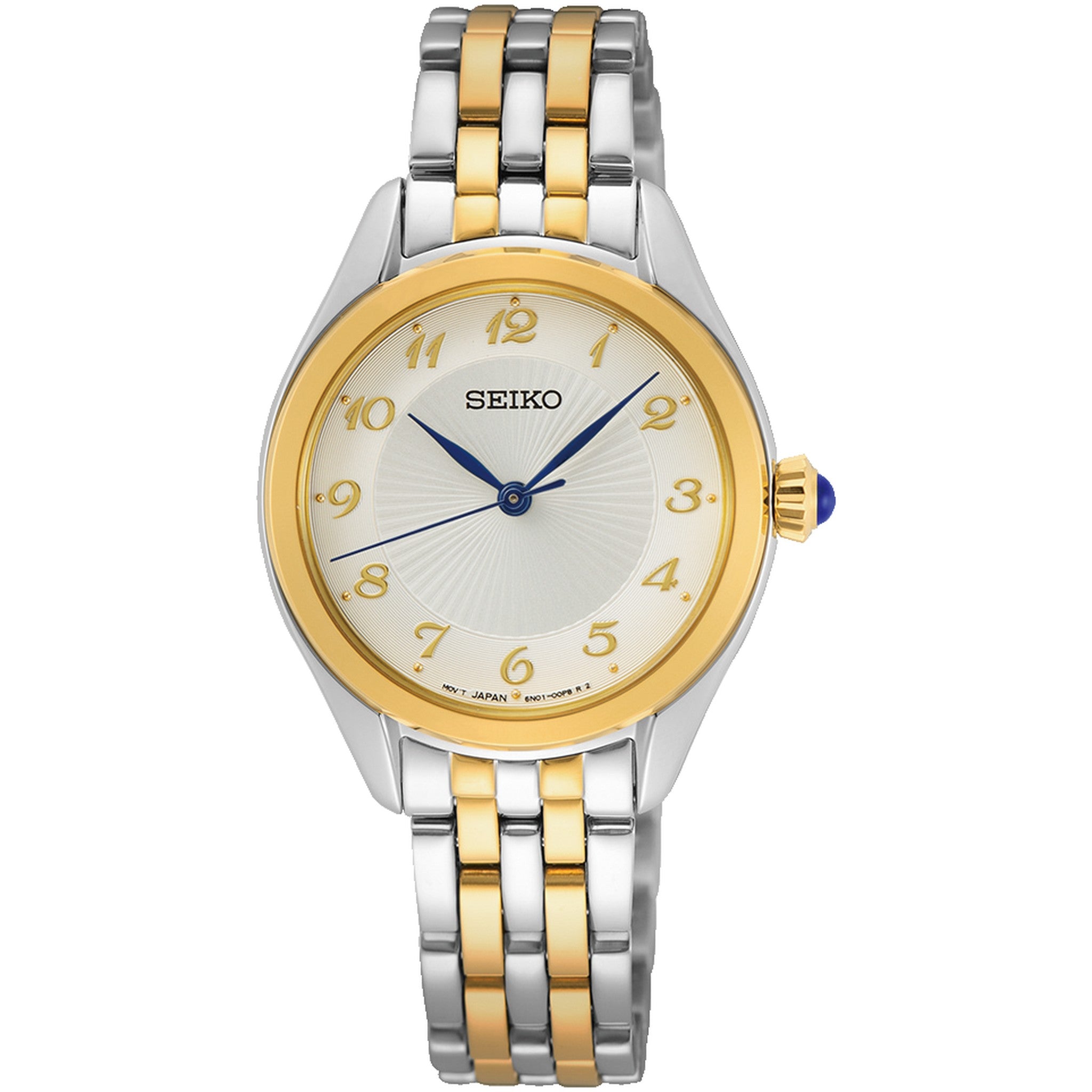 Seiko Round Quartz Women's Watch SUR380P1 Silver Gold