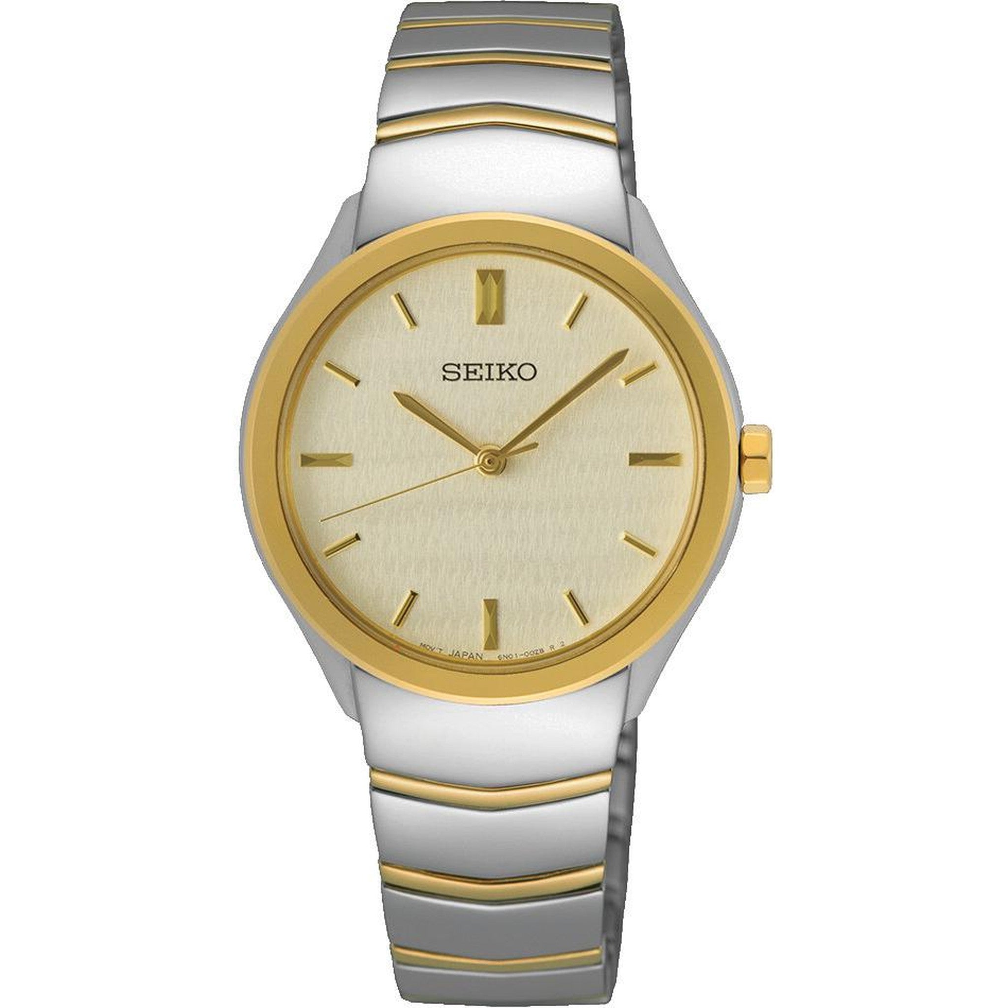 Seiko Classic Quartz Women's Watch SUR550P1 Round Silver Gold