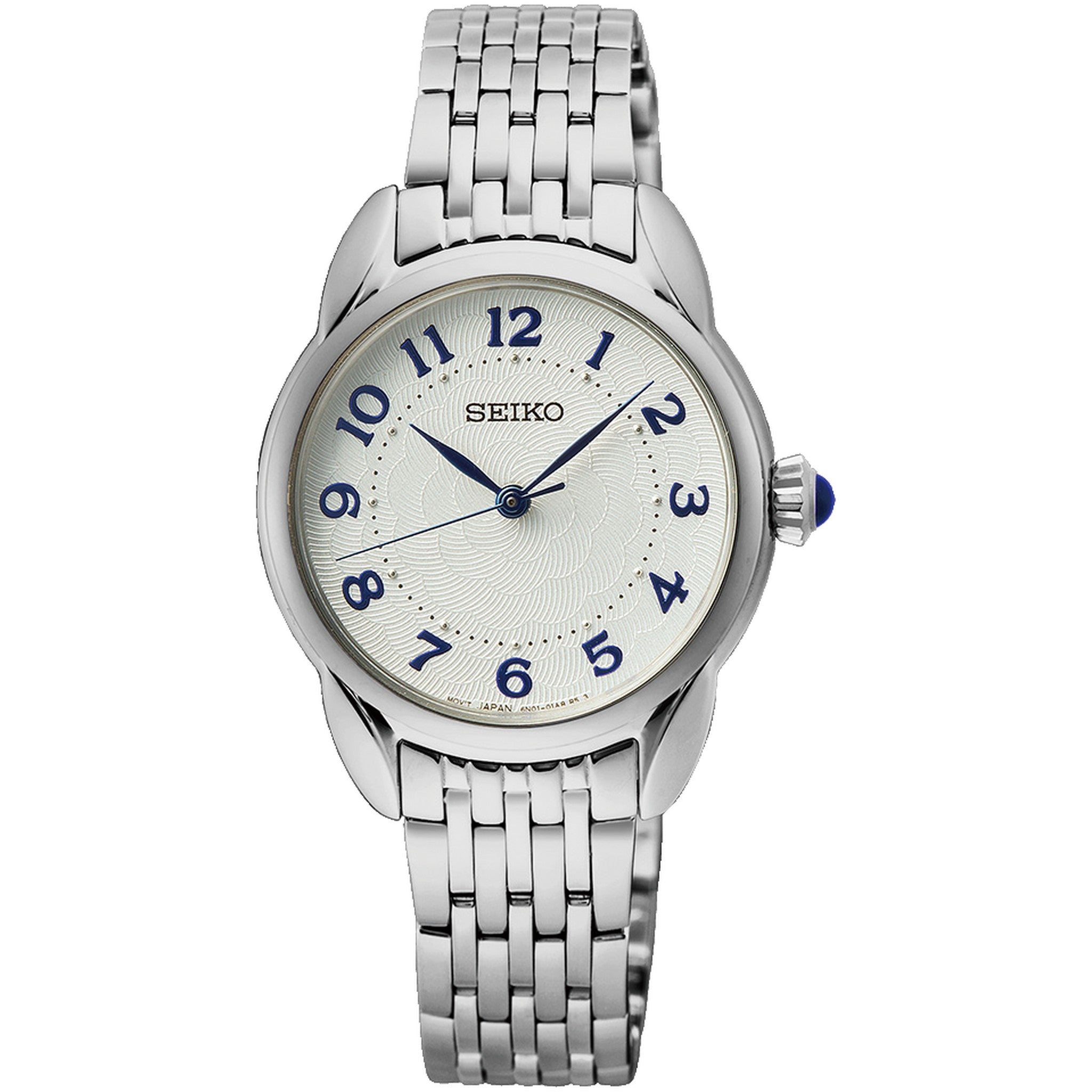 Seiko Classic Quartz Women's Watch SUR561P1 Round Silver with Blue Numerals