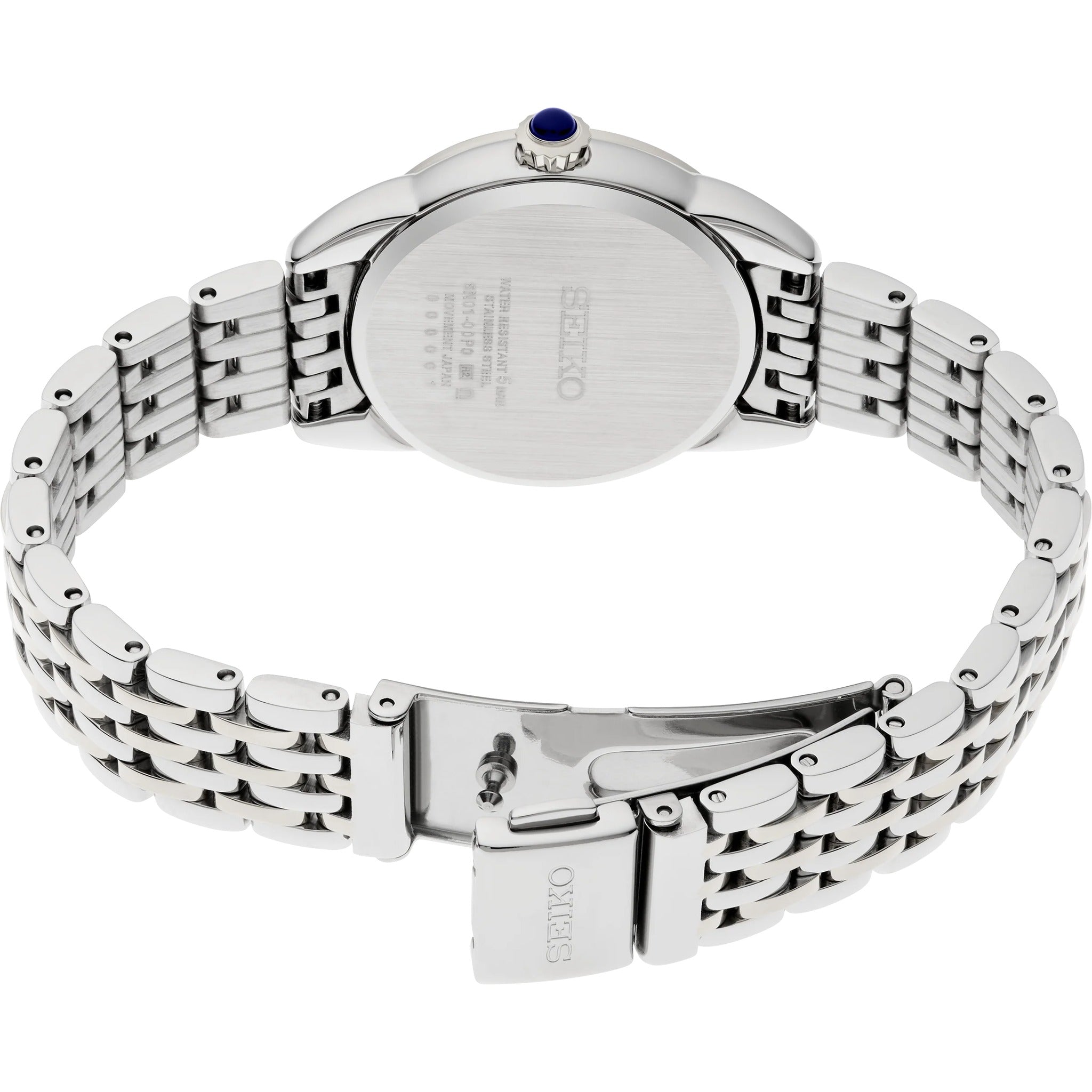 Seiko Classic Quartz Women's Watch SUR561P1 Round Silver with Blue Numerals
