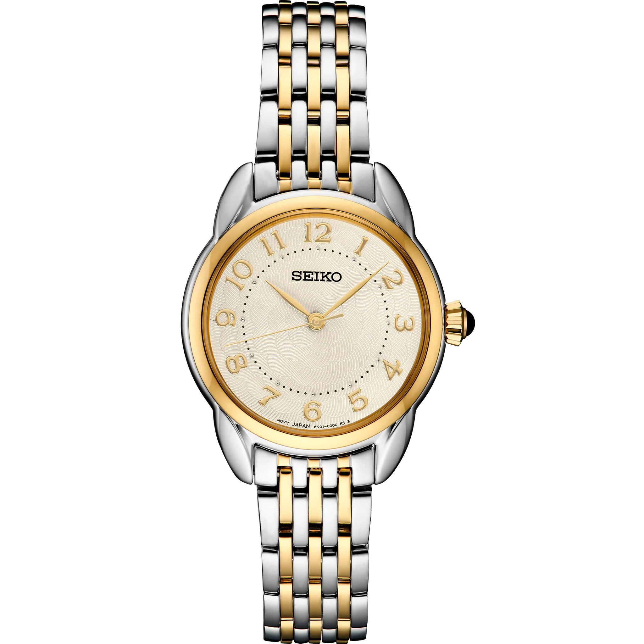 Seiko Classic Quartz Damenuhr SUR562P1 Rund Silber mit goldenen Ziffern
