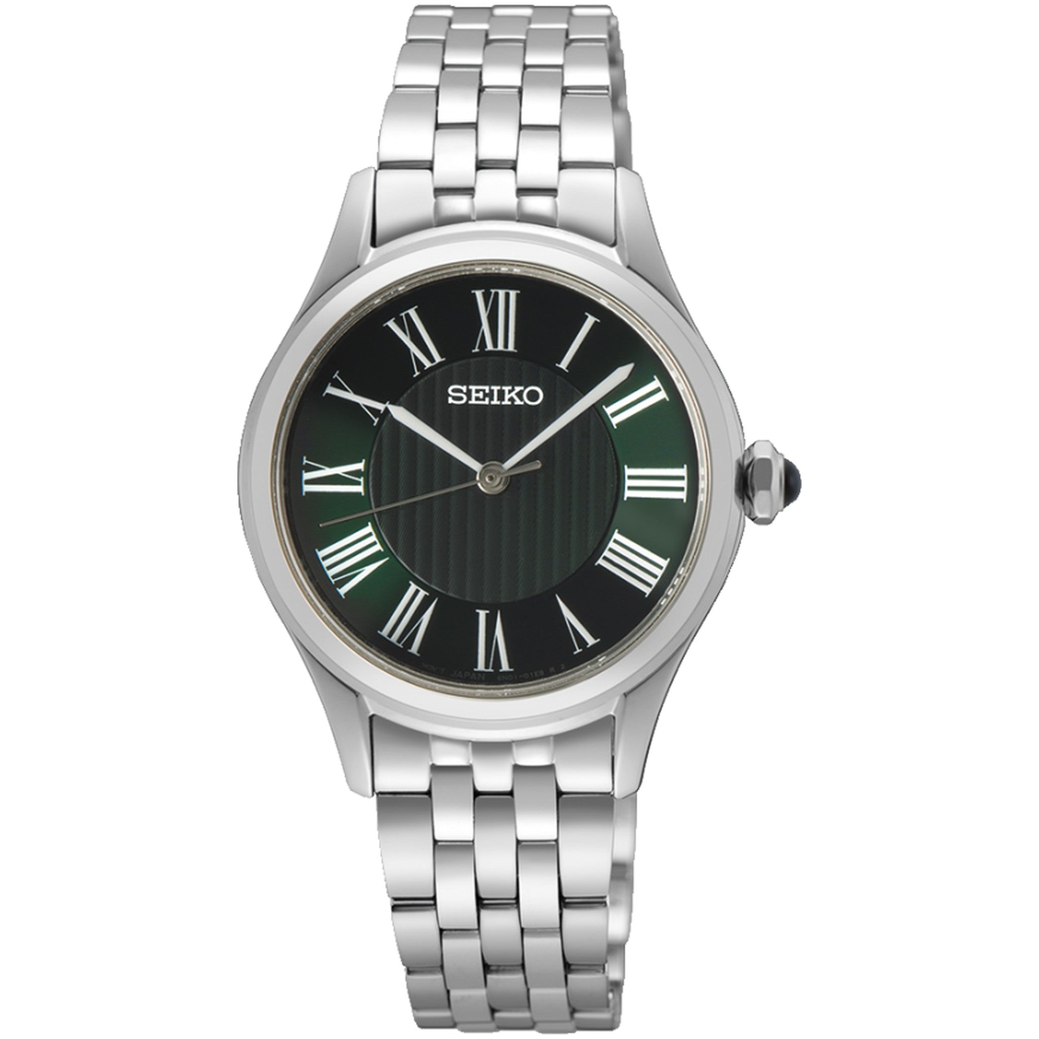 Seiko Classic Quartz Women's Watch SUR611P1 Silver Green Roman Numerals