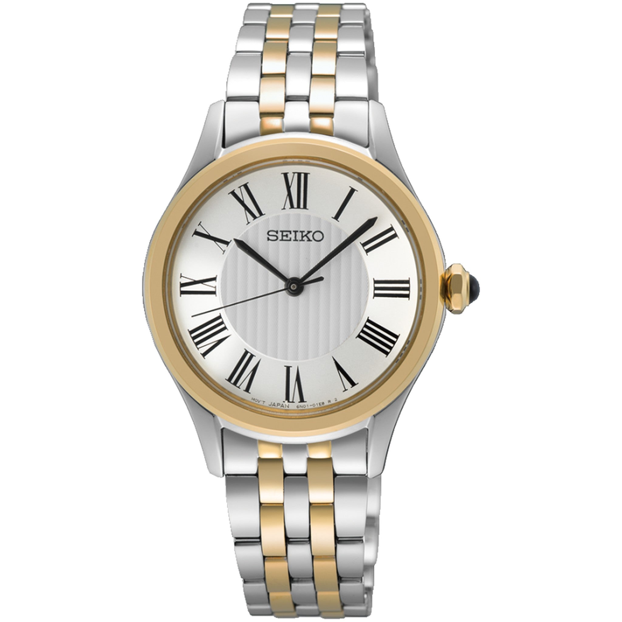 Seiko Classic Quartz Women's Watch SUR612P1 Silver Gold Roman Numerals