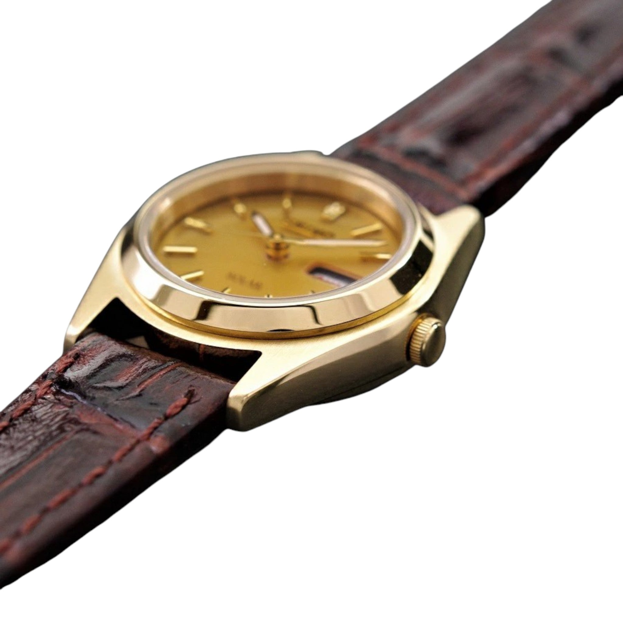 Montre Seiko Solar Femme SUT120 Doré Cuir Marron