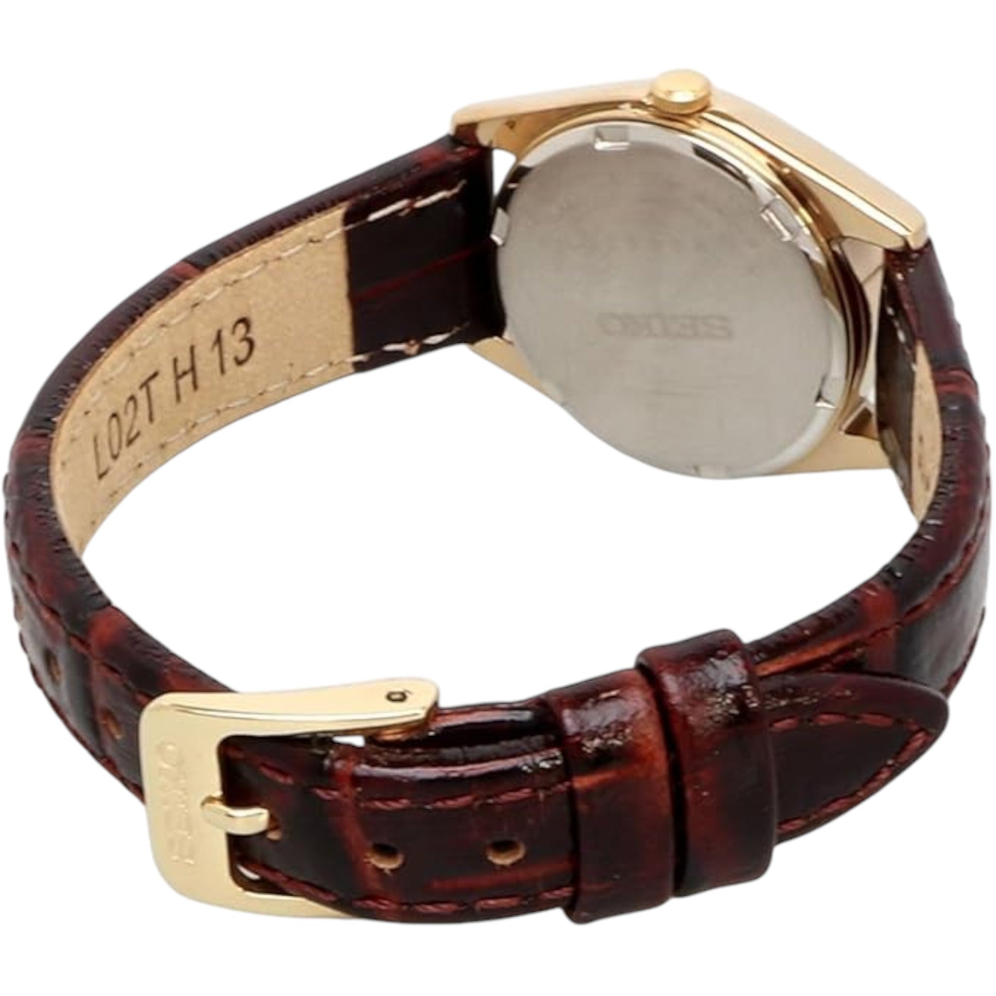 Montre Seiko Solar Femme SUT120 Doré Cuir Marron