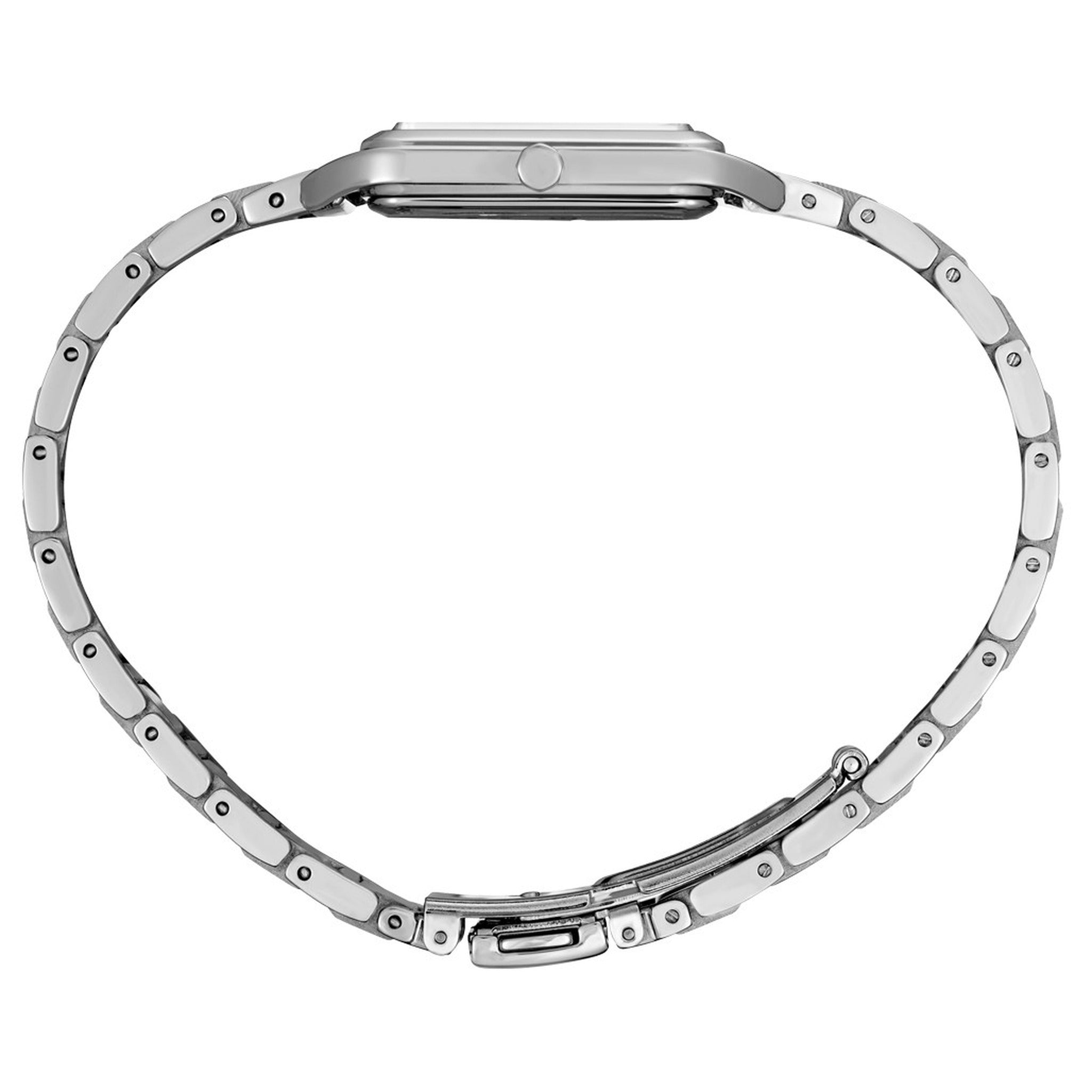 Seiko Classic Quartz Women's Watch SWR075P1 Rectangular Silver Green