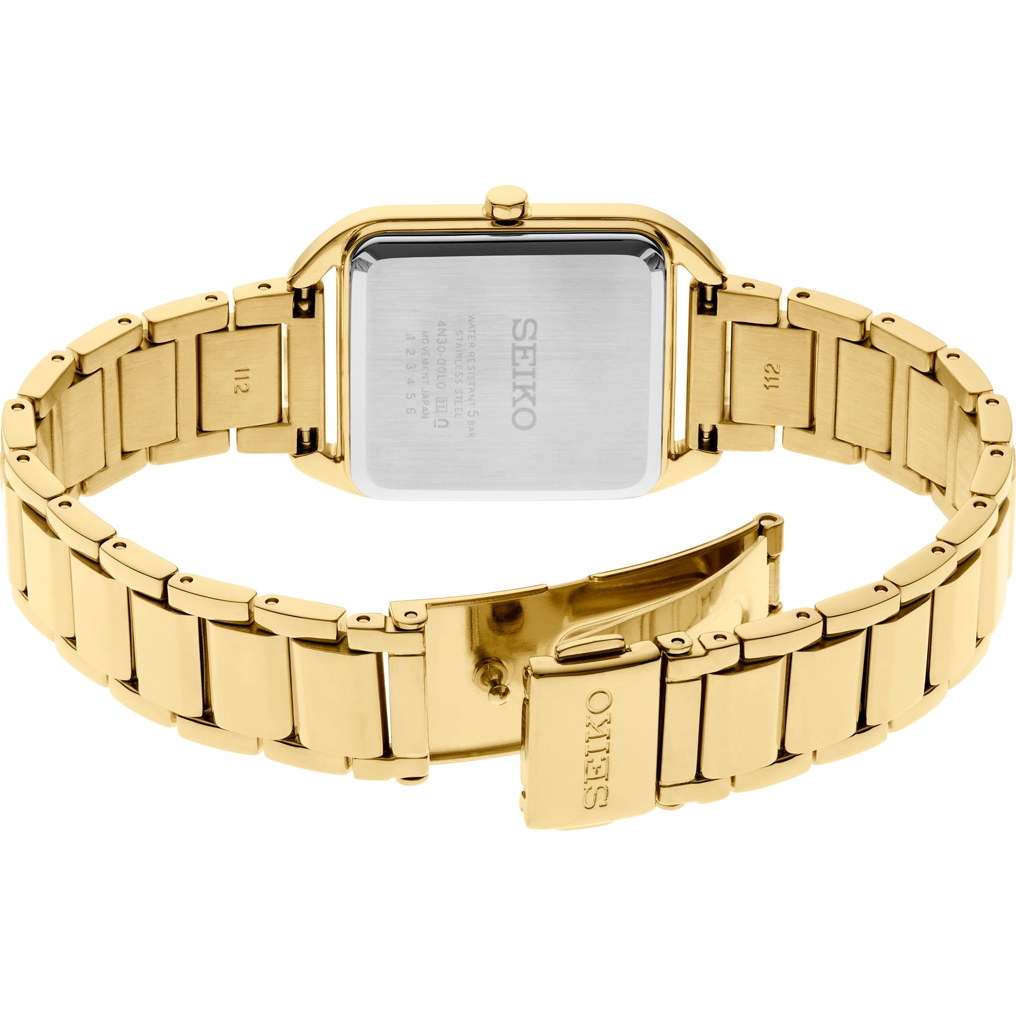 Seiko Classic Quartz Women's Watch SWR078P1 Rectangular Gold White