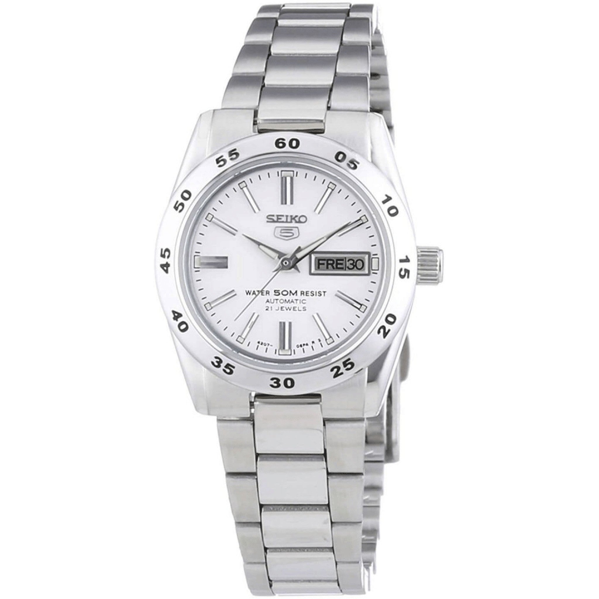 Montre Seiko 5 Femme Automatique SYMG35K1 Argenté Blanc