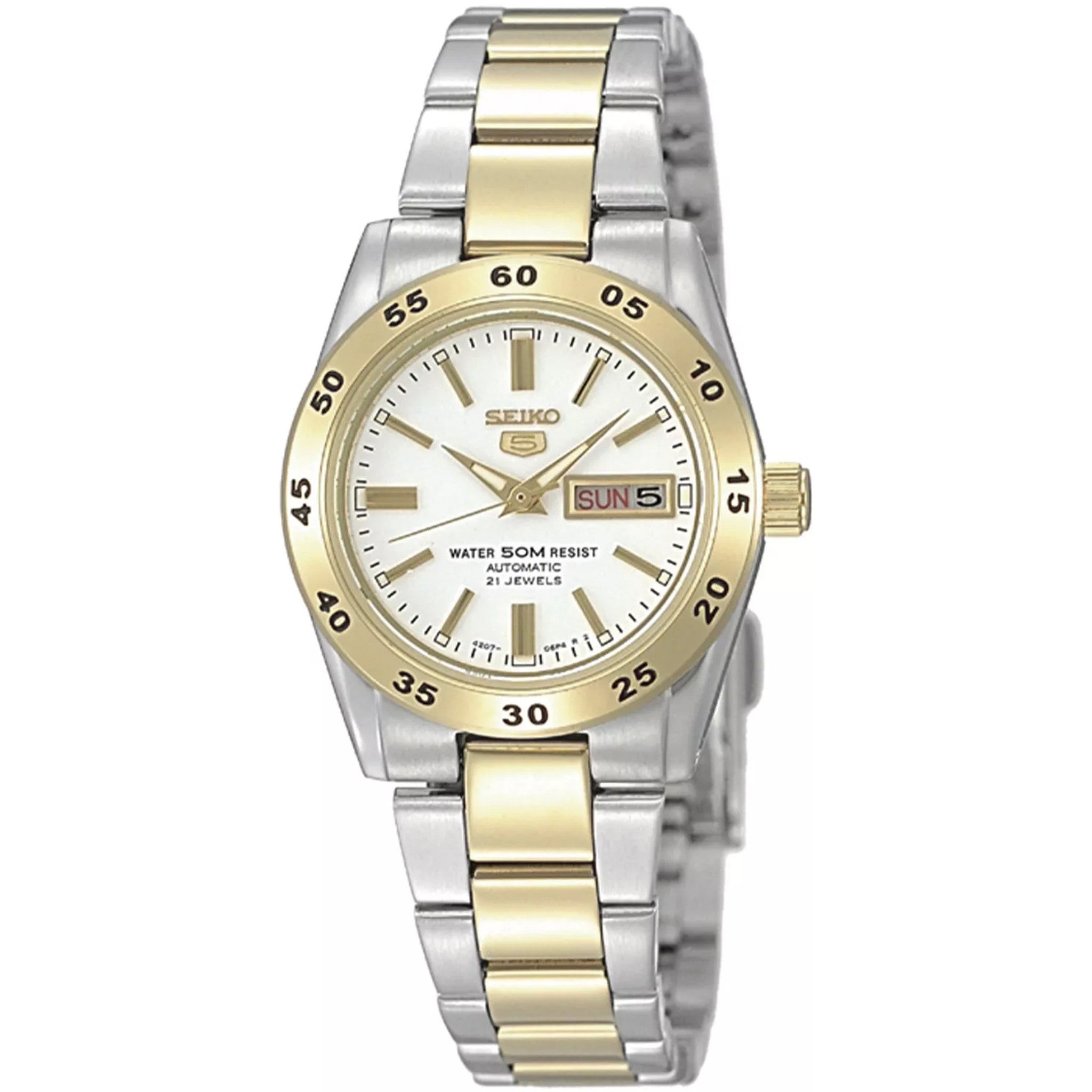 Seiko 5 Women's Automatic Watch SYMG42K1 Silver Gold White