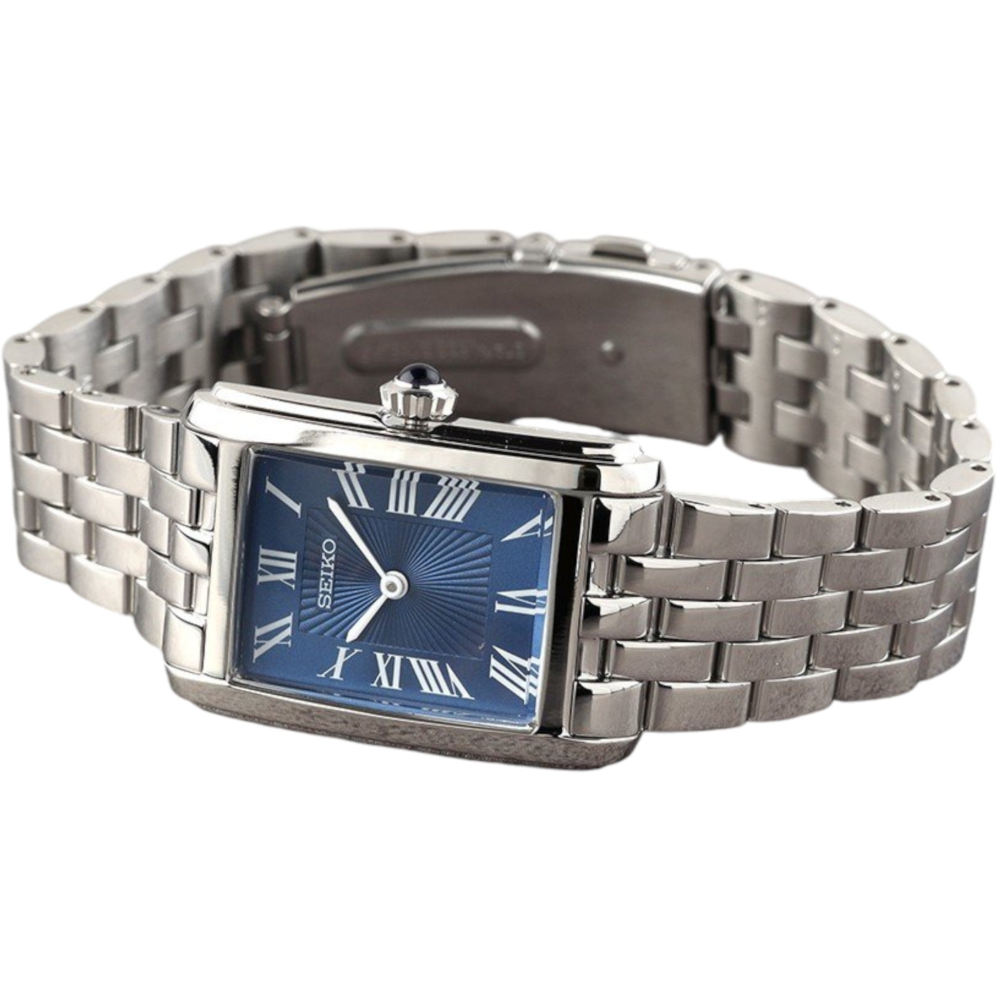 Seiko Essentials SWR085P1 Damenuhr mit römischem Zifferblatt, blau