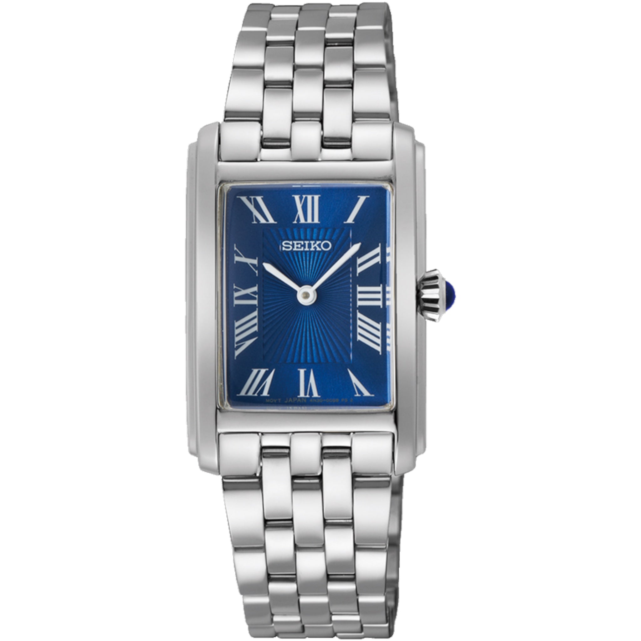 Seiko Essentials SWR085P1 Damenuhr mit römischem Zifferblatt, blau