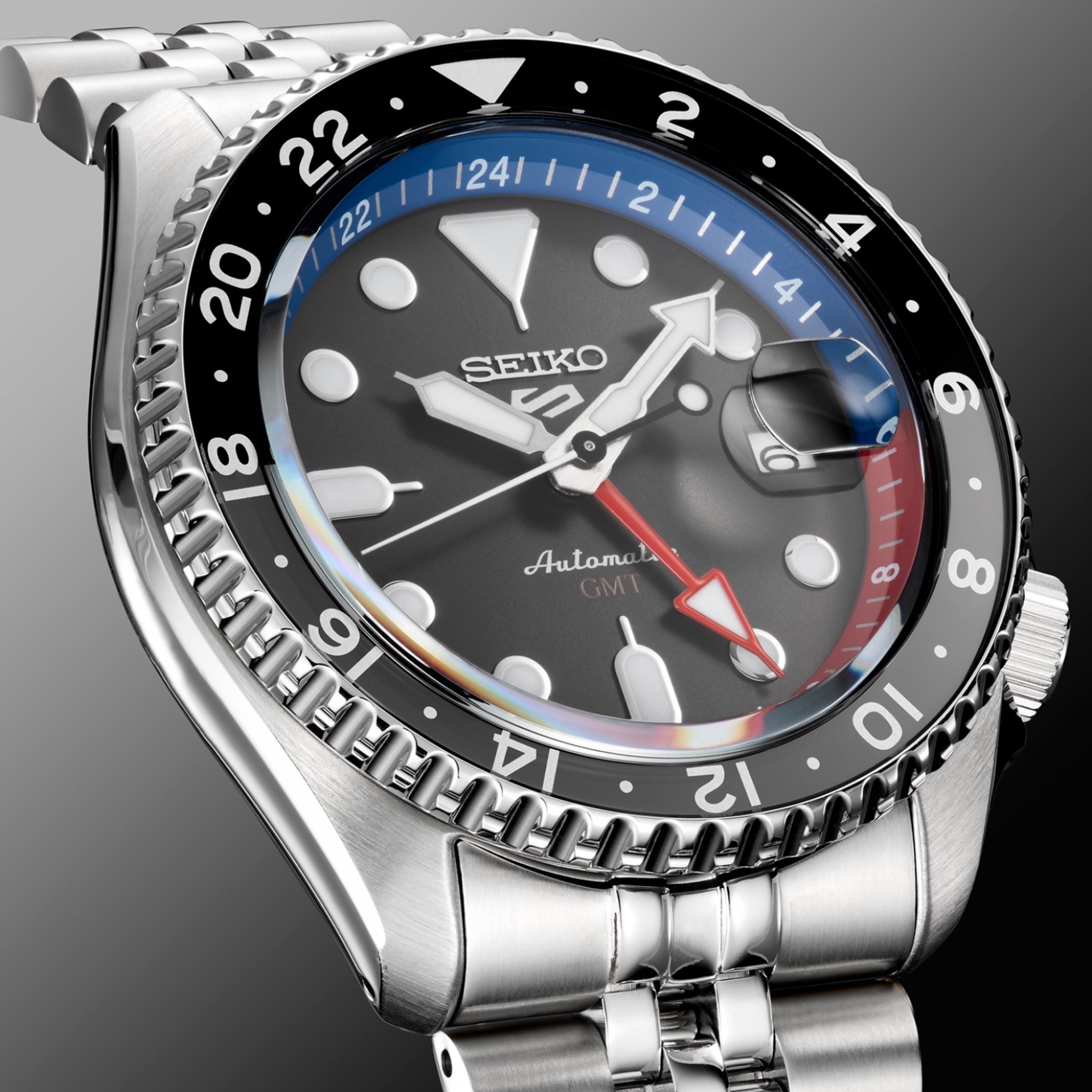Seiko 5 Sports GMT SSK019K1 US Special Creation Graue Herren-Automatikuhr
