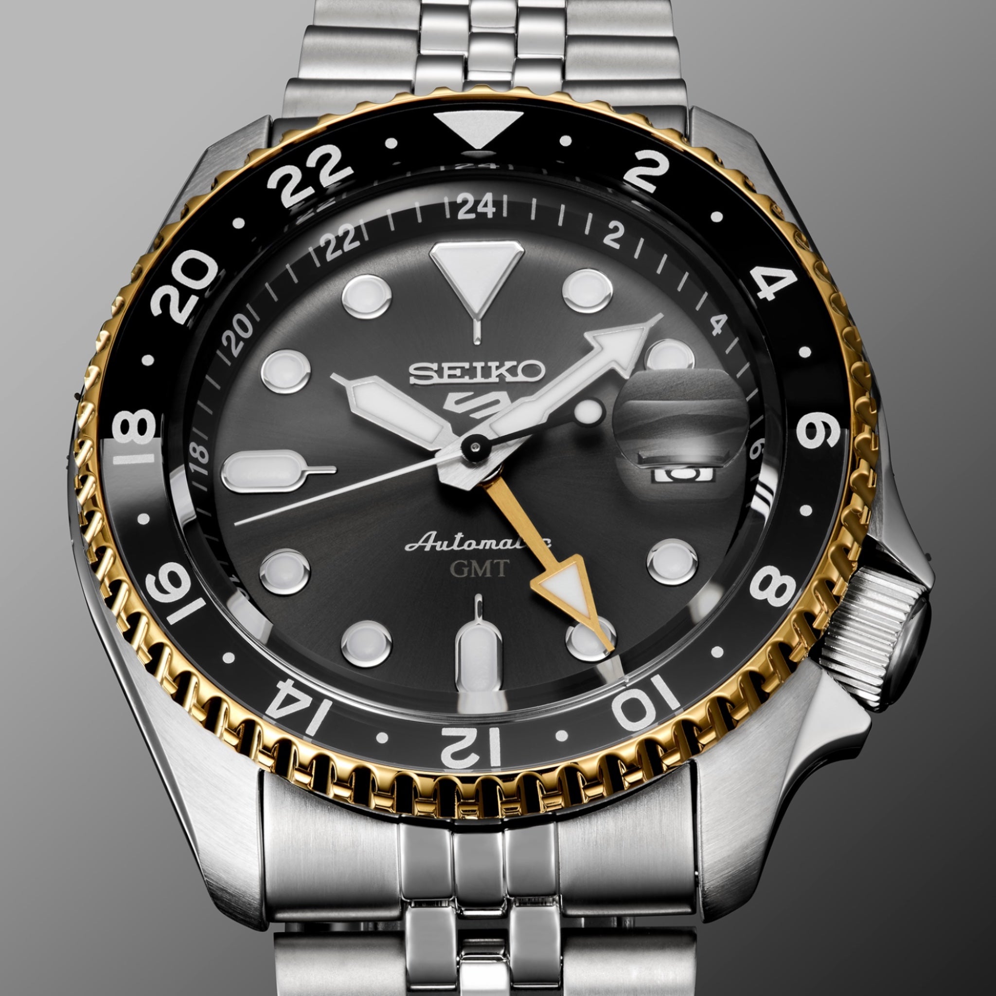 Seiko 5 Sports GMT SSK021 US Special Creation Schwarzgold Herren-Automatikuhr