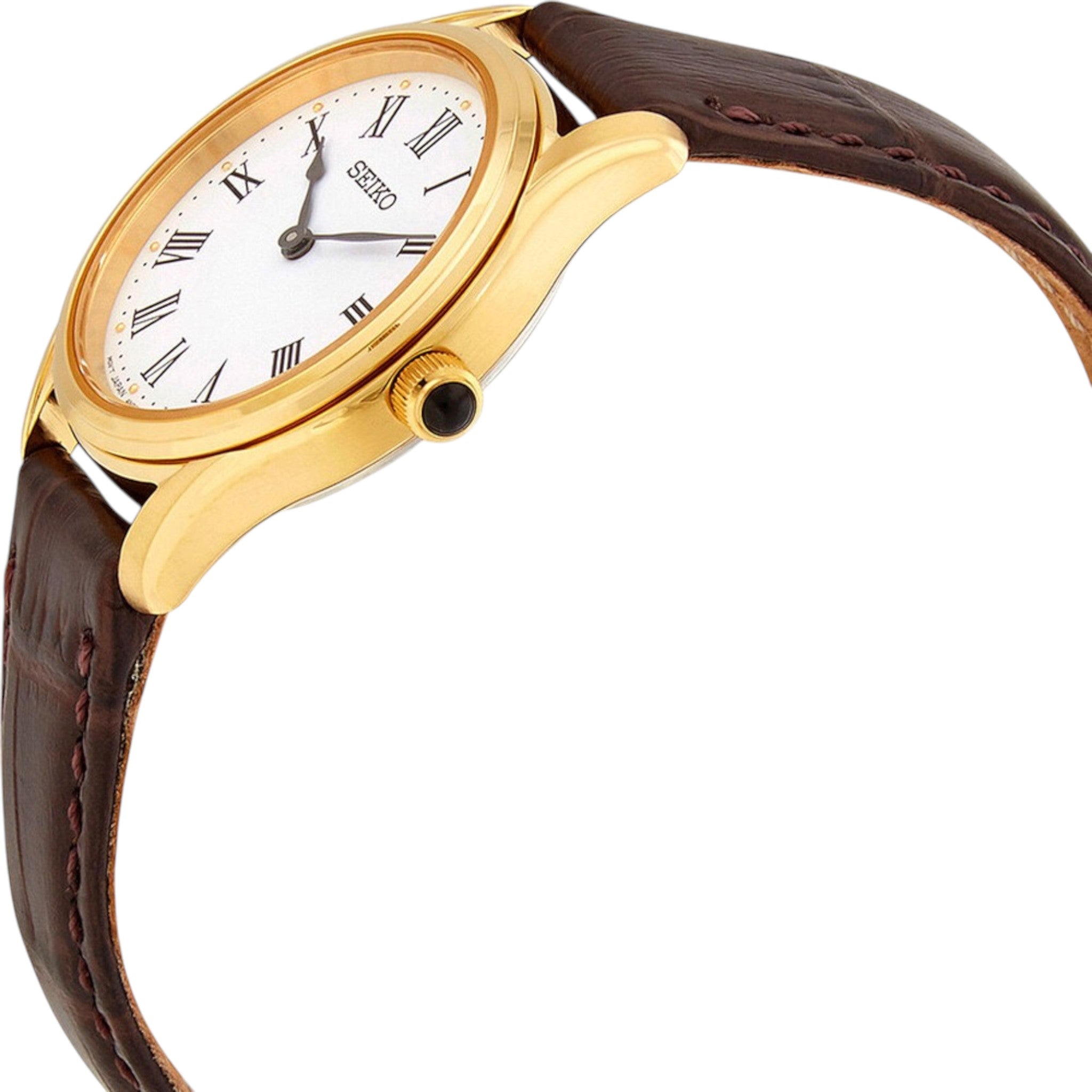 Seiko Women's Watch SWR072P1 Gold White Roman Numerals Quartz