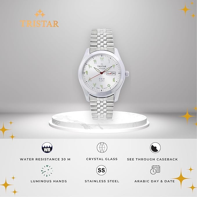 Tristar Arabic Dial BA23WMSSM03 White Silver Automatic Watch