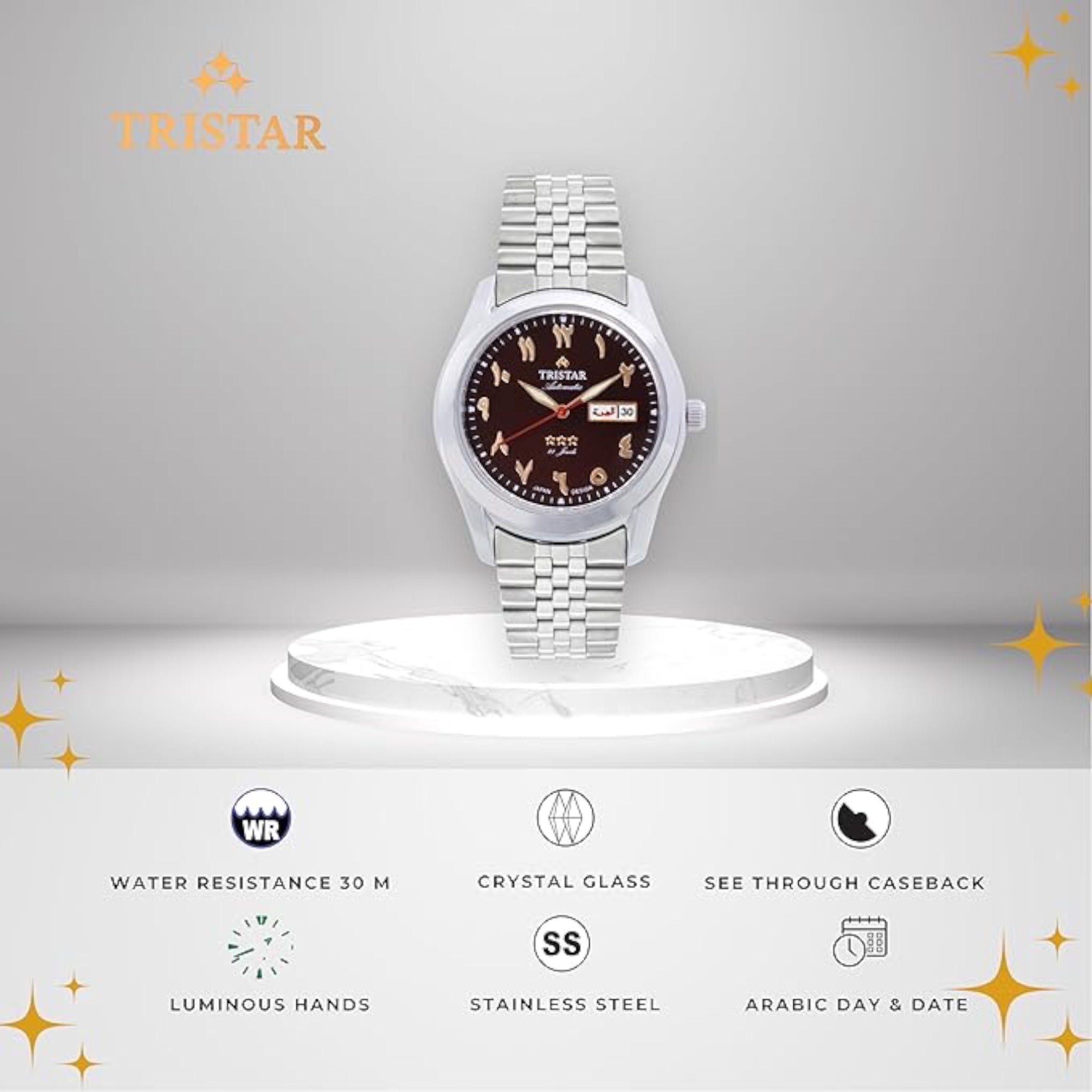 Tristar Arabic Dial BA33TMSSM03 Dark Red Automatic Watch