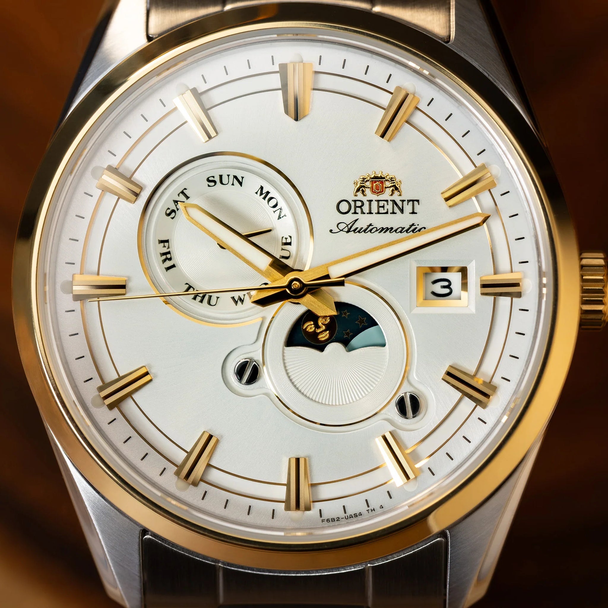 Montre Orient Stretto RA-AK0312S30B Sun & Moon Blanc Solaire