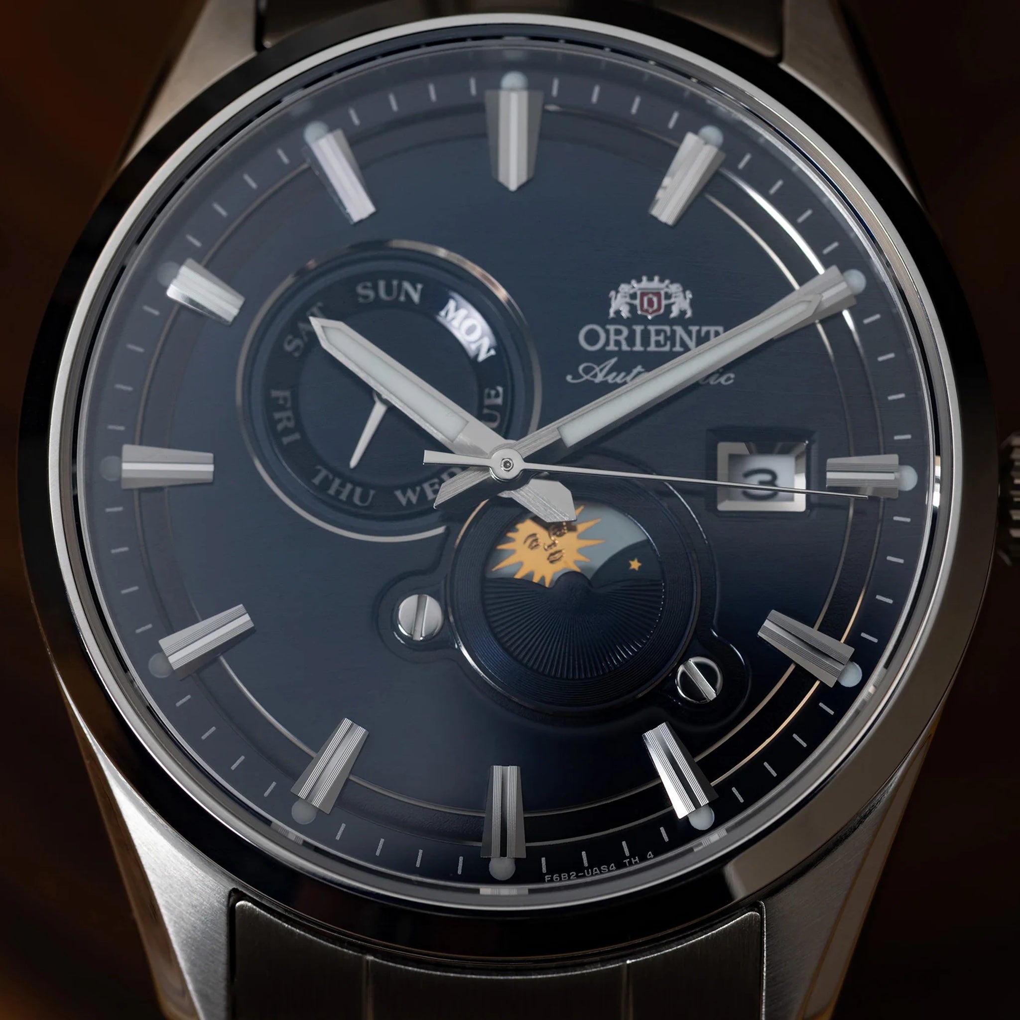 Montre Orient Stretto RA-AK0315L30B Sun & Moon Bleu Solaire
