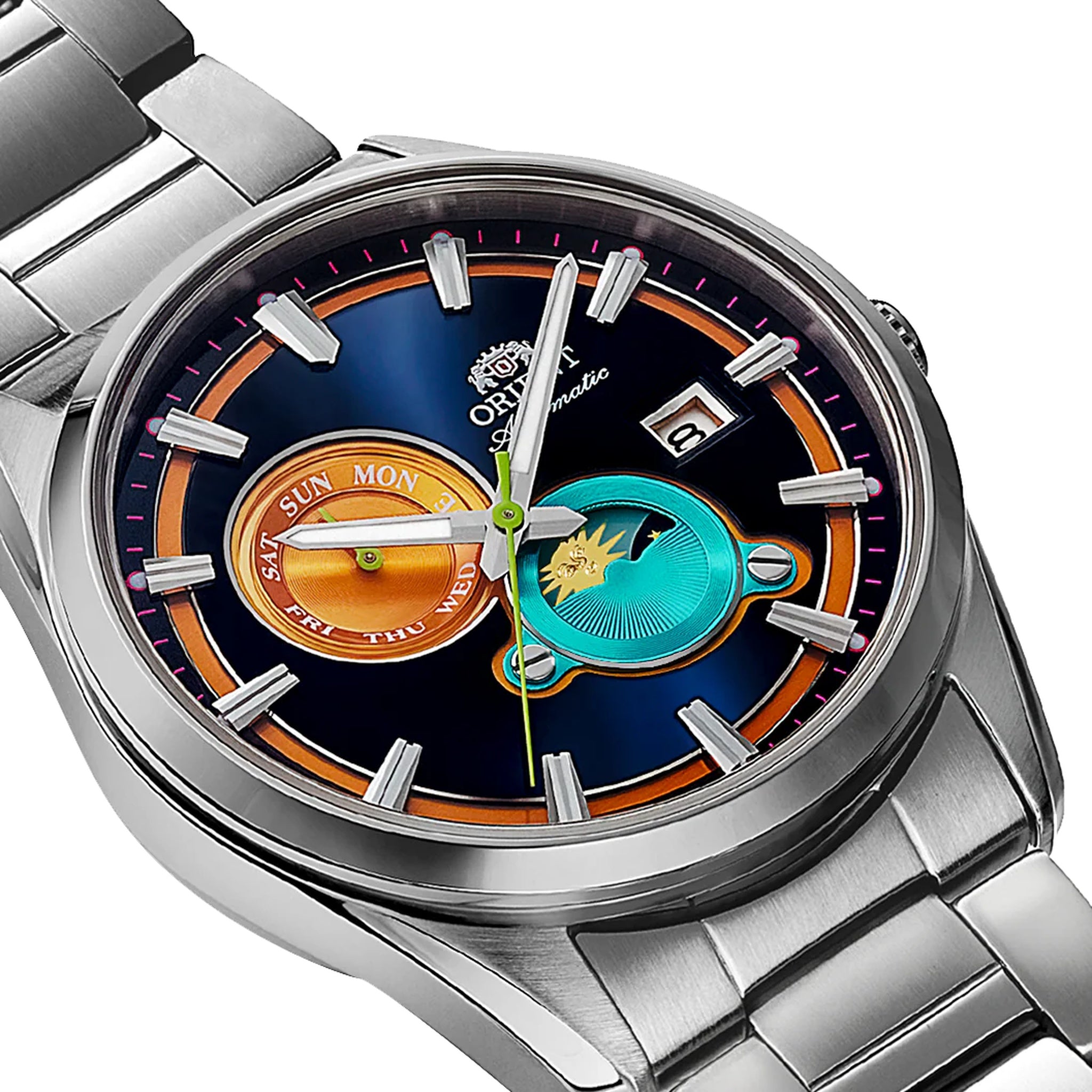 Montre Orient Stretto RA-AK0316L30B Sun & Moon Limited Edition Bleu Solaire